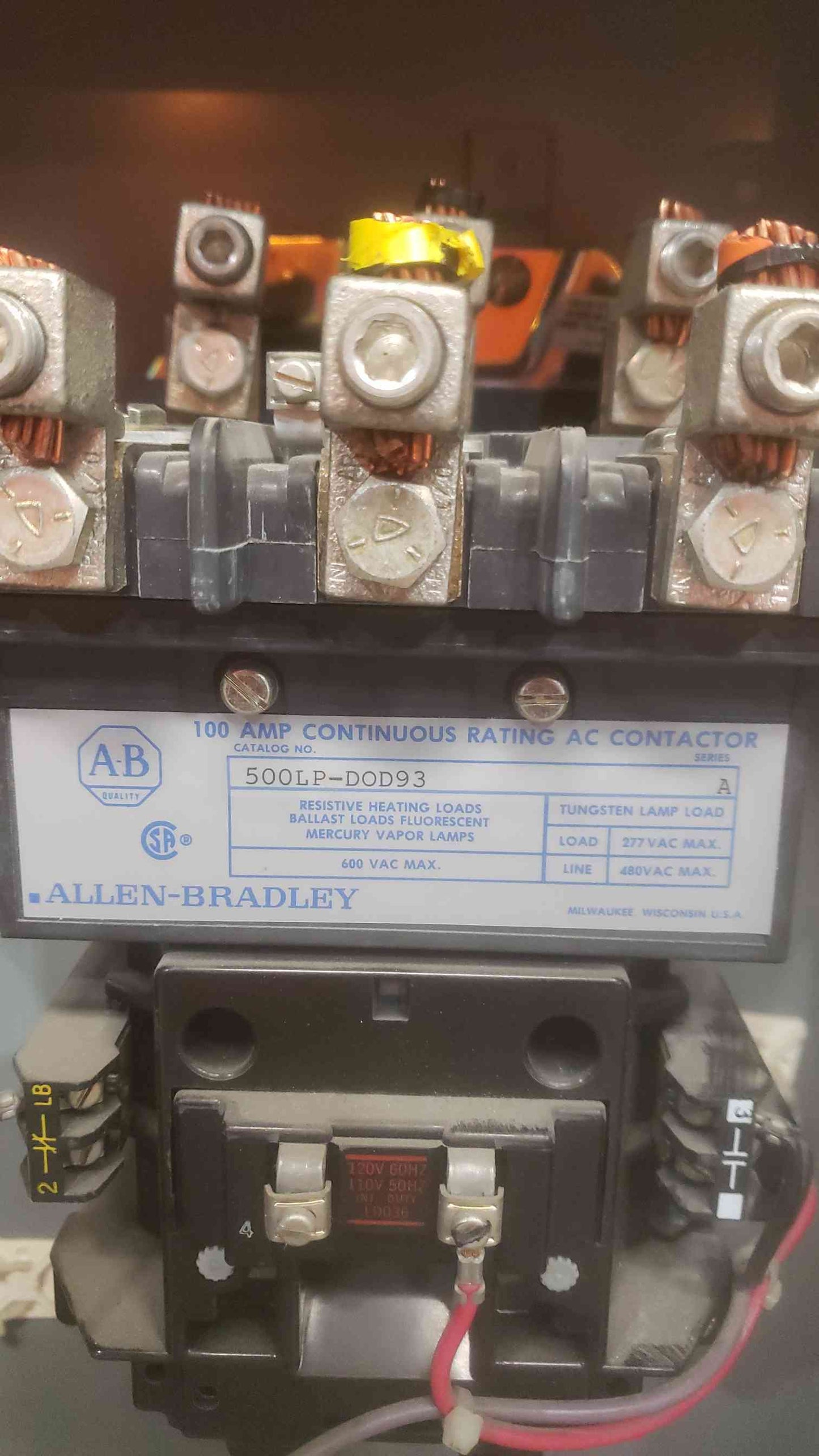 ALLEN-BRADLEY 600VAC 100A AC Contactor 500LP-DOD93(SKU: 110618)