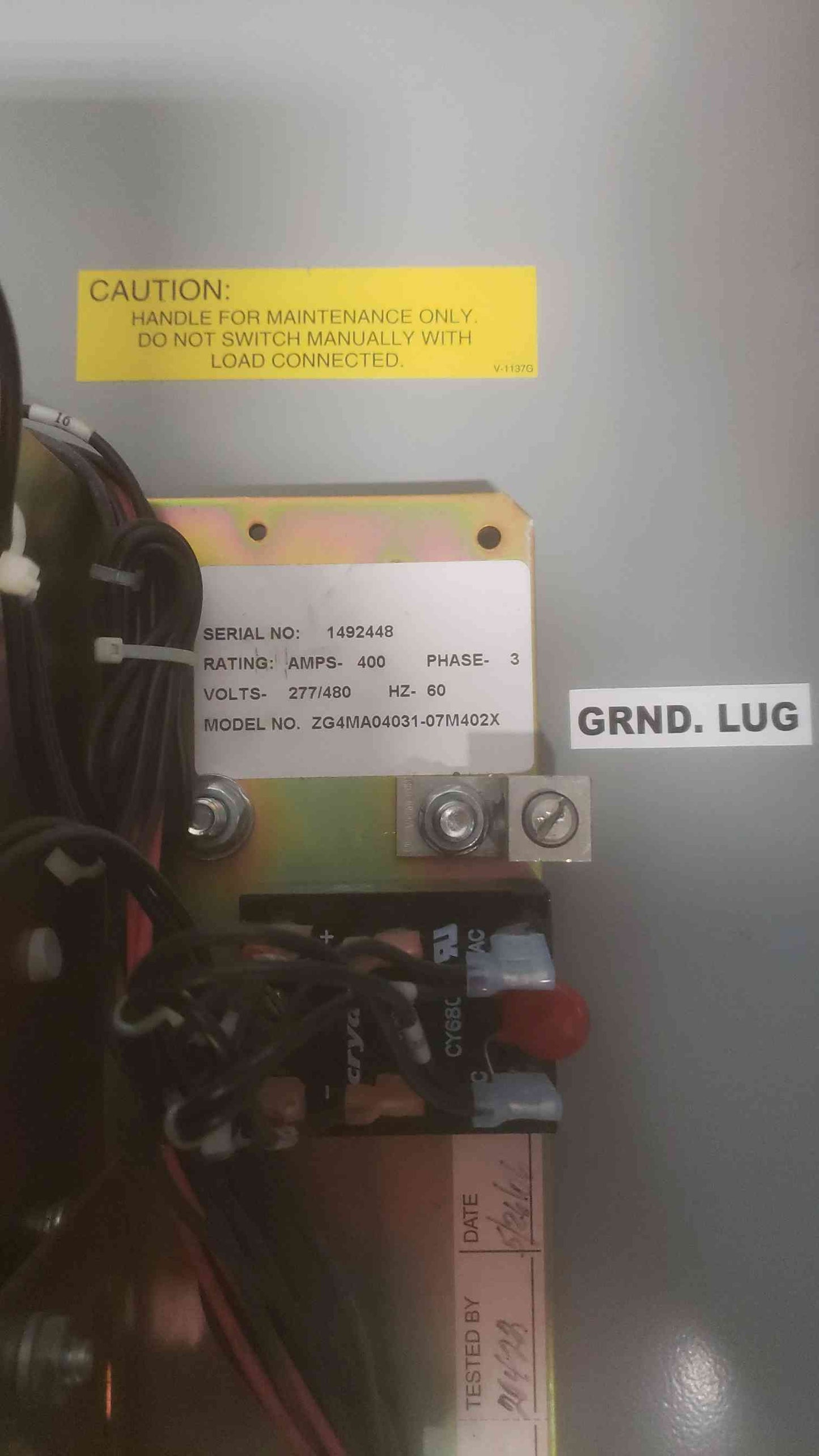 400A GE Zenith 277/480V 3PH 60Hz ATS Automatic Transfer Switch ZG4MA04031-07M402X (SKU: 110819)