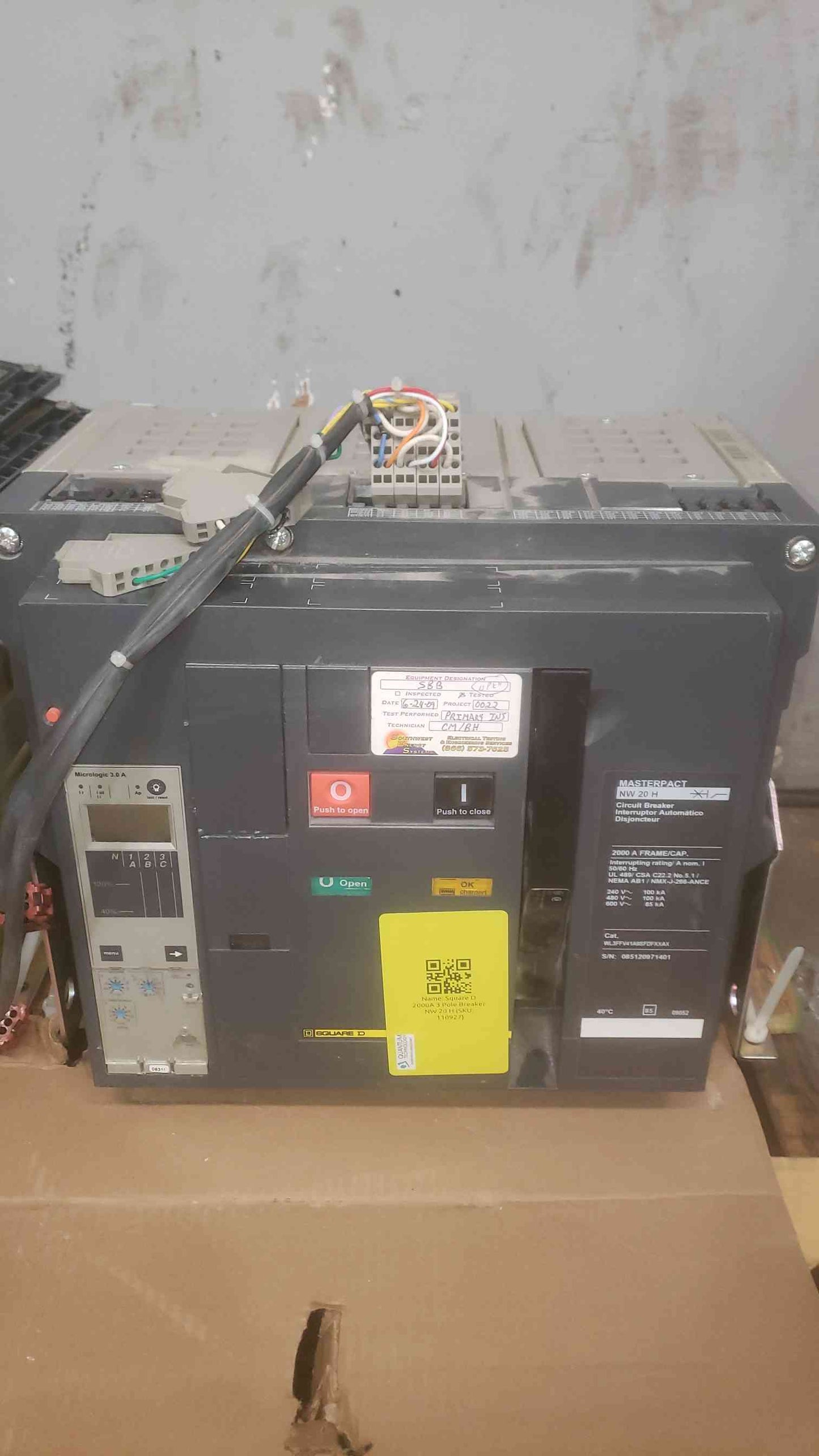 Square D 2000A Masterpact 3 Pole Breaker NW20H WL3FFV41A9SFDFXXAX (SKU: 110927)