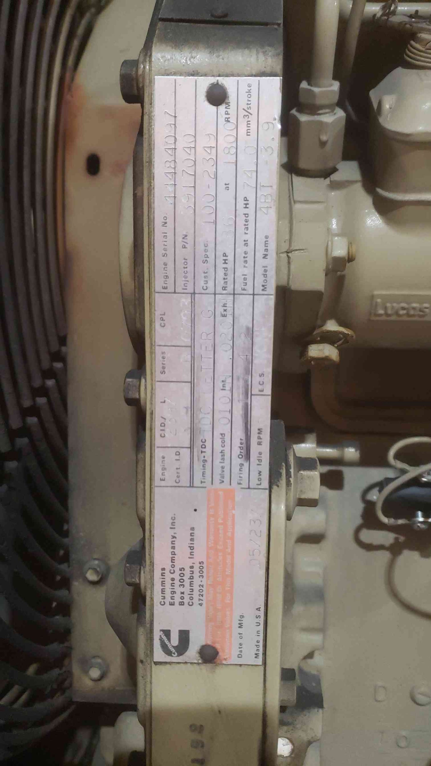 45KW Cummins 1&3PH Diesel Generator 4BT3.9-CC1 874Hrs (SKU: 110997)