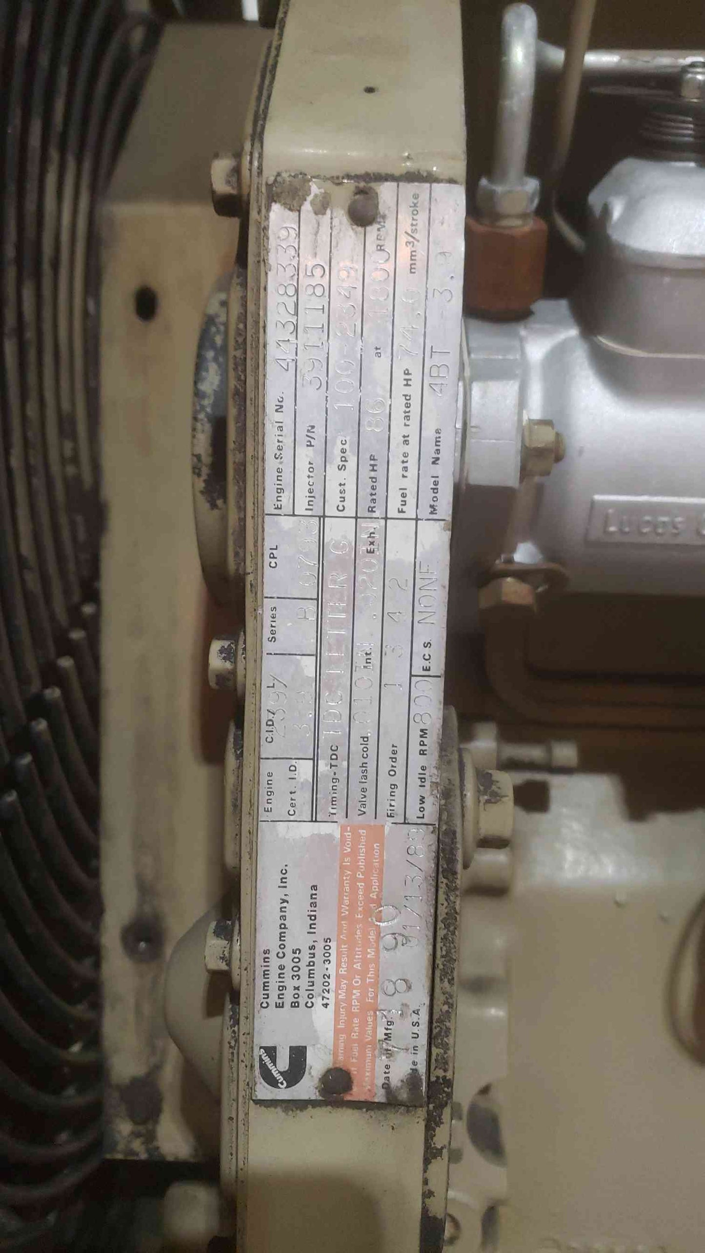 50KW Cummins 1&3PH Diesel Generator 4BT-3.9 1332Hrs (SKU: 111004)