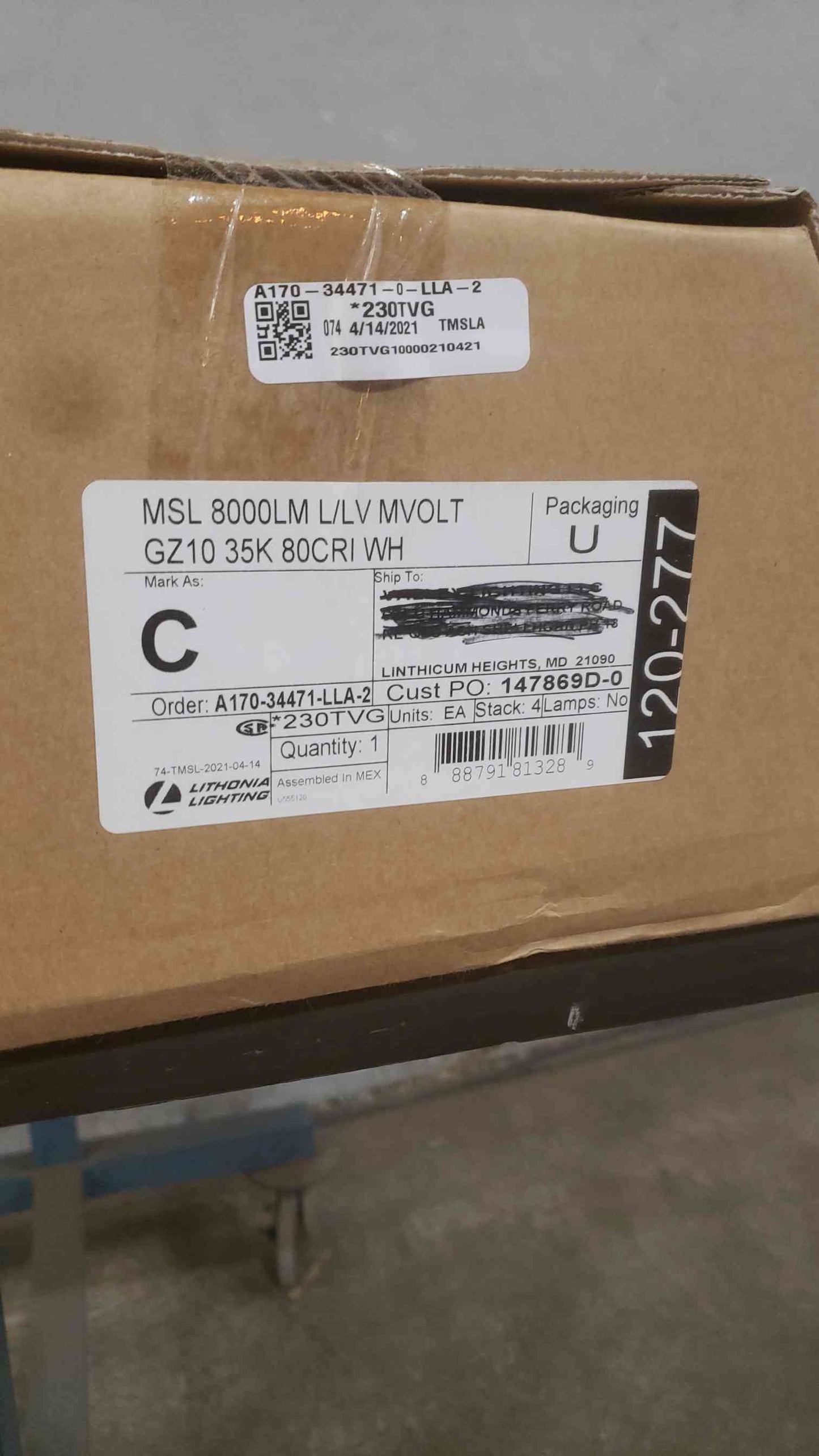 NEW 4' LED Lithonia Lighting 8000LM GZ10 35K 80CRI WH (SKU: 111139)