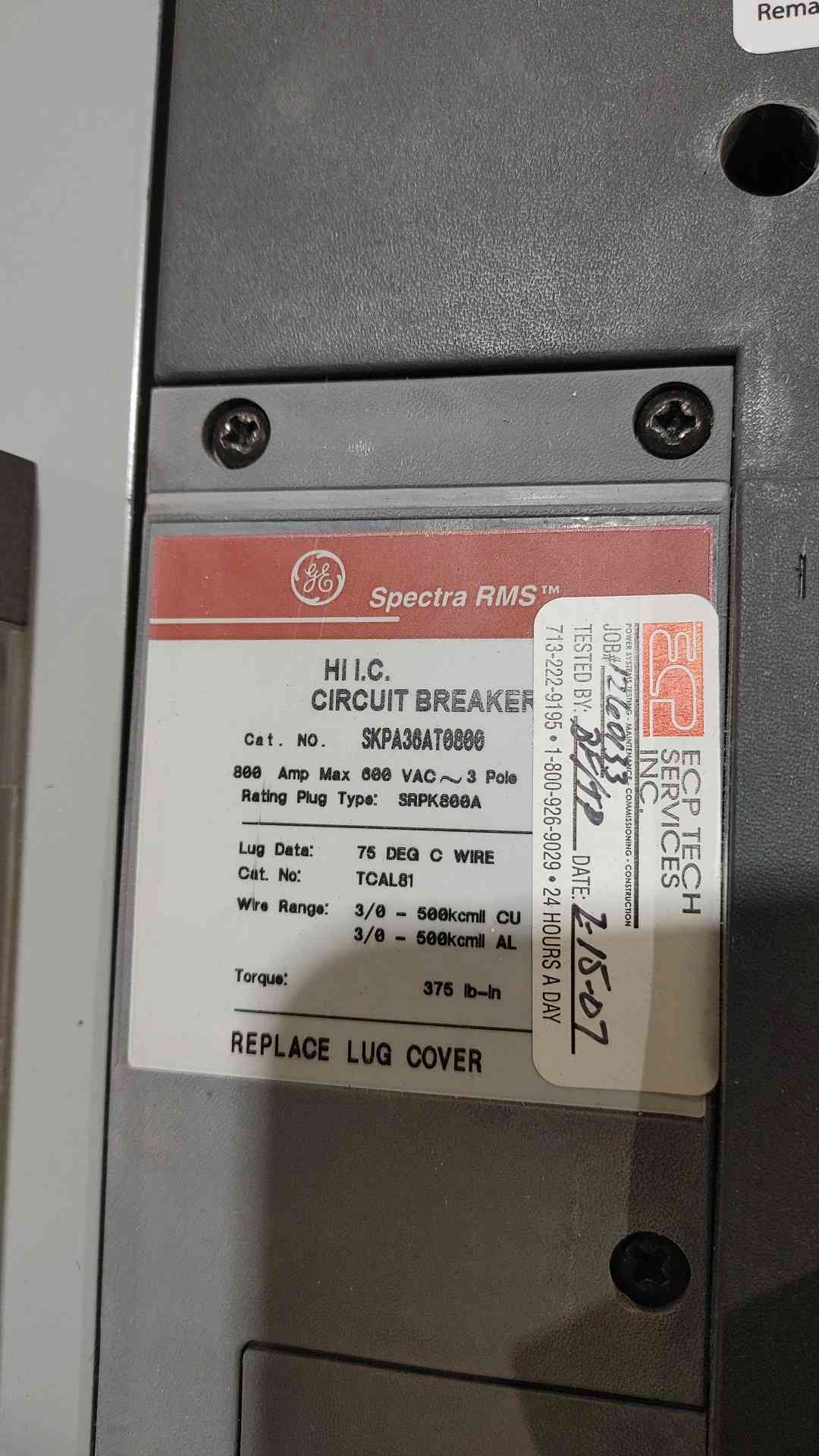 GE Spectra Series 800A 480V w/ Main 4 Dist Breakers & Meter (SKU: 111256)