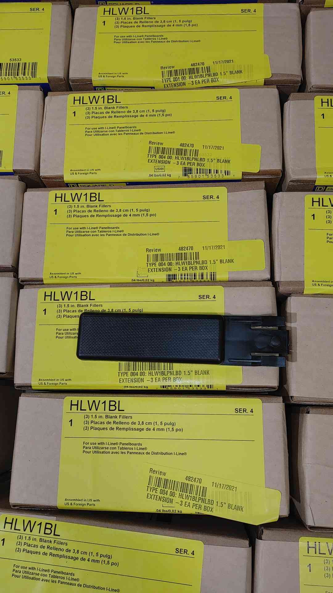 New Box Of 3 1.5" Square D Panelboard Blanks HLW1BL (SKU: 111275)