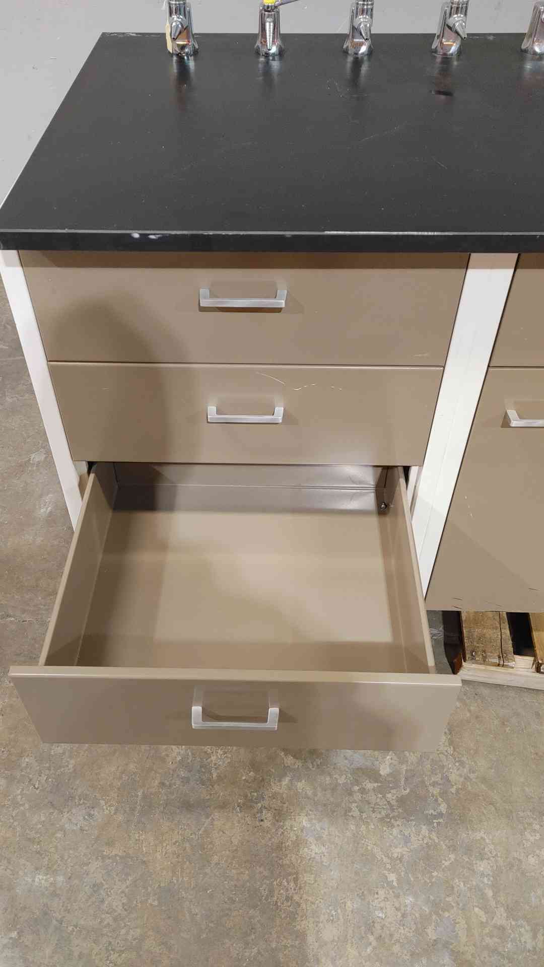 8' Hamilton Lab Desk/Table W/ Nozzles Metal Lab Casework (SKU: 111386)