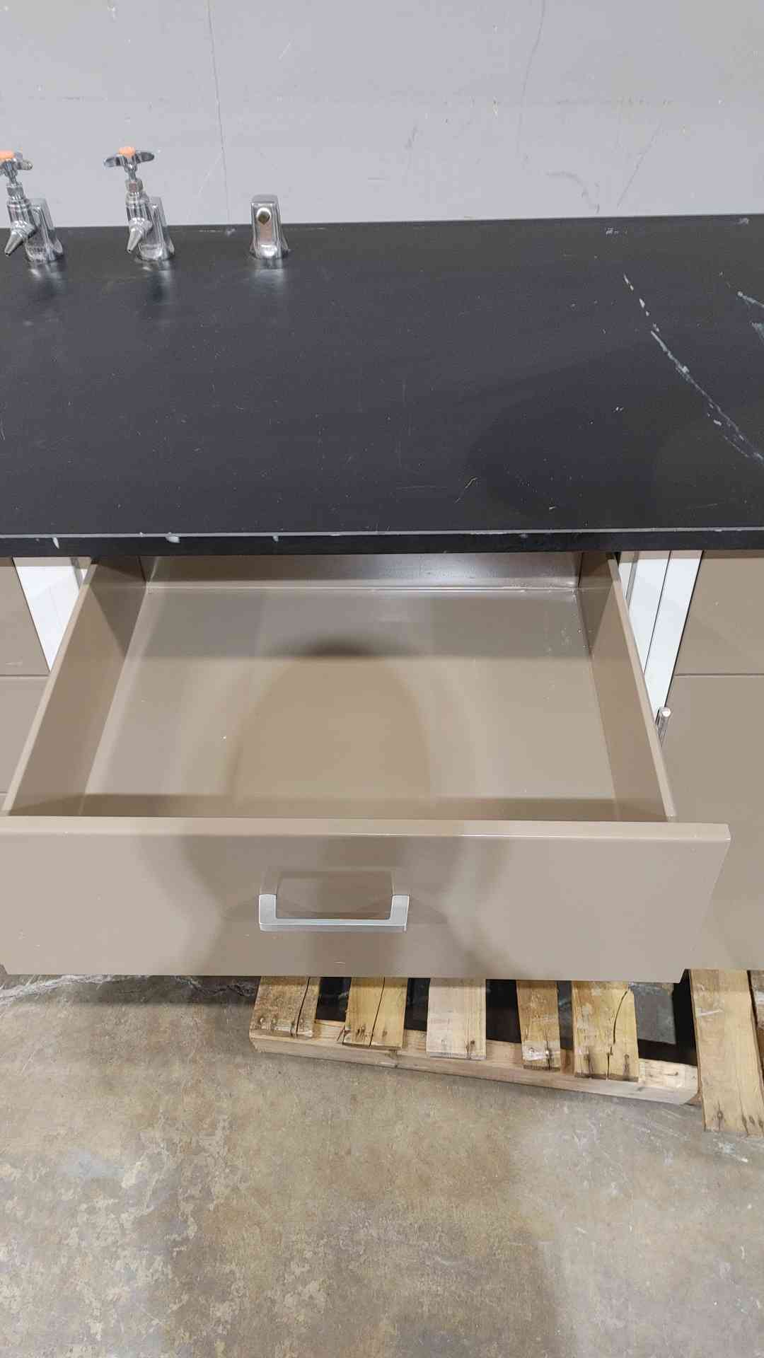 8' Hamilton Lab Desk/Table W/ Nozzles Metal Lab Casework (SKU: 111386)