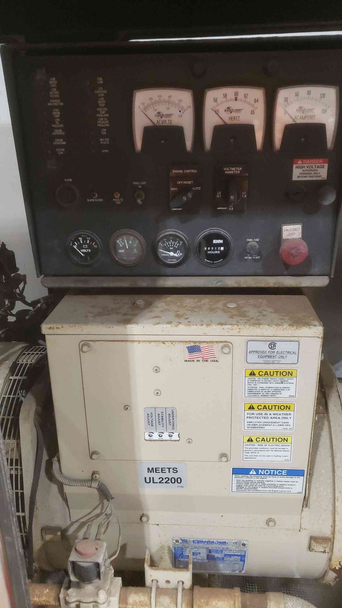 30KW KATOLIGHT 3PH Nat Gas LP Generator N30FPG4 312Hrs (SKU: 111465)