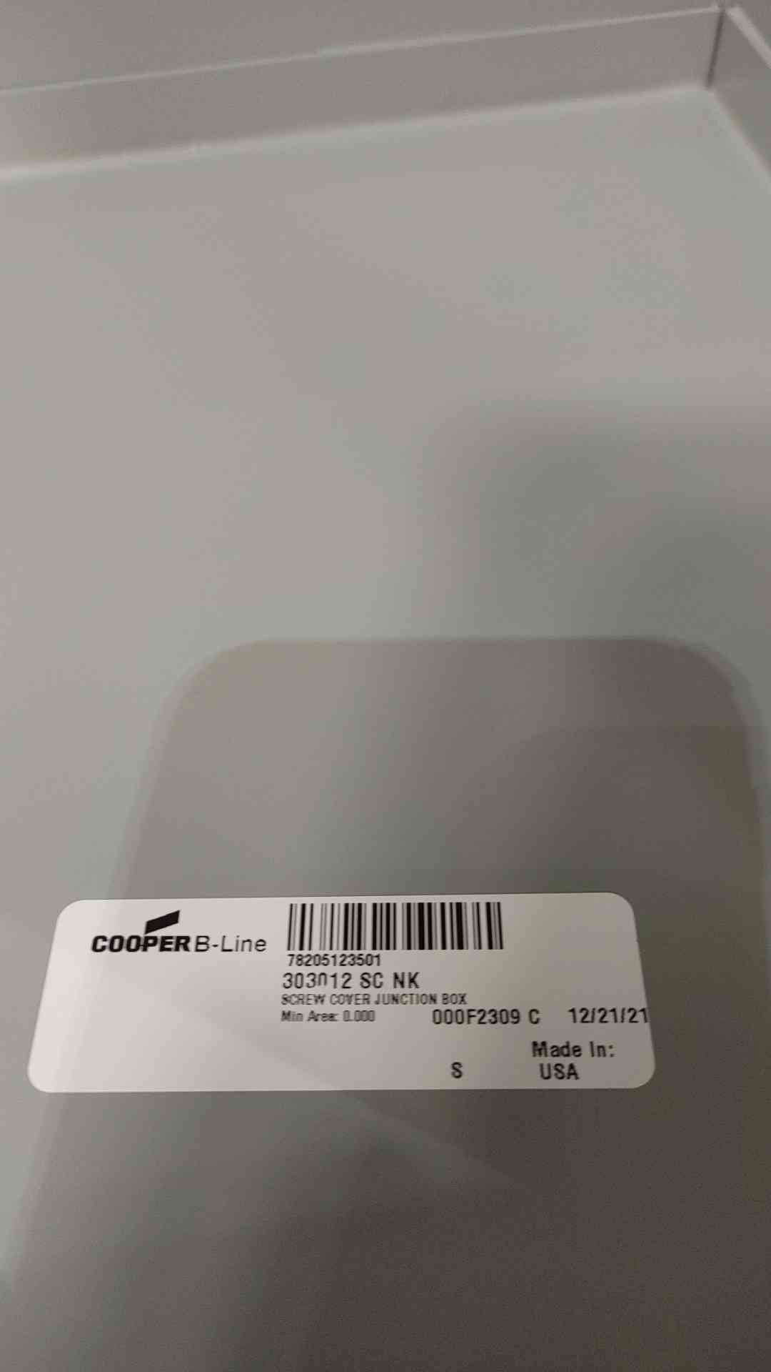 New COOPER B-Line Screw Cover Junction Box NO Knockouts(SKU: 111544)