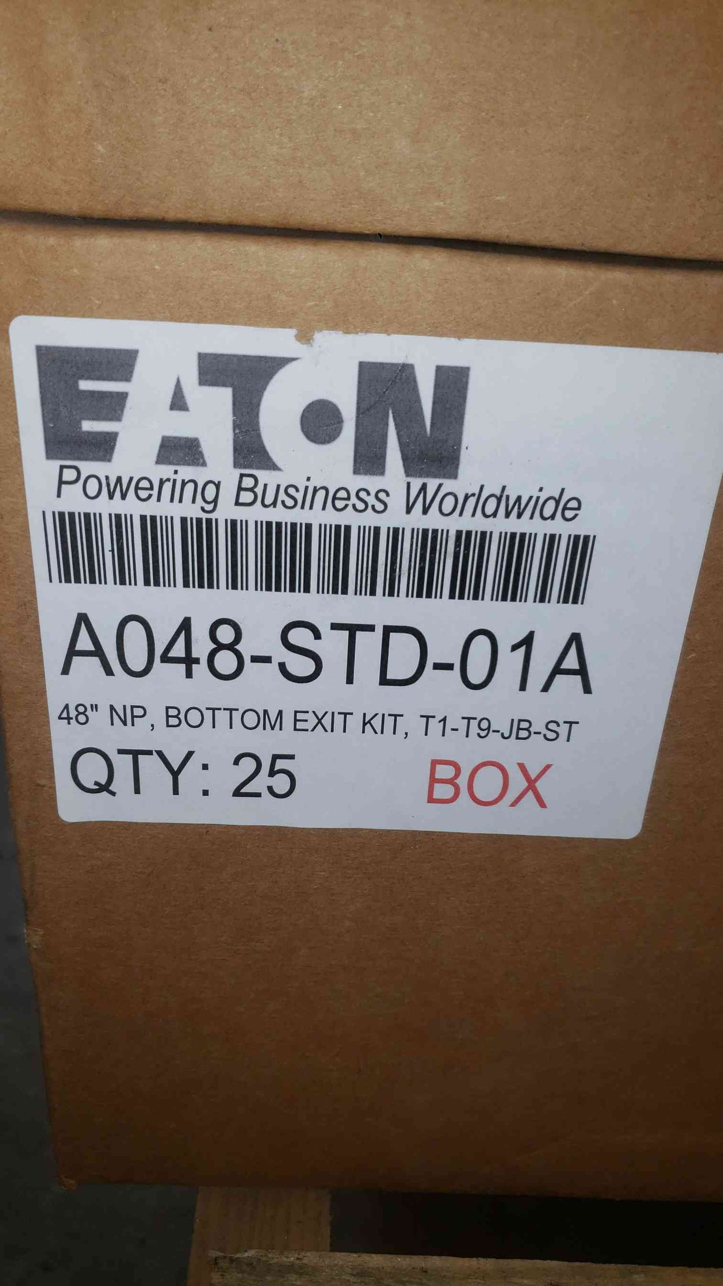 NEW EATON Box Of 25 EATON 48” NP, BOT EXIT SIGN Hardware T1-T9-JB-ST A048-STD-01A