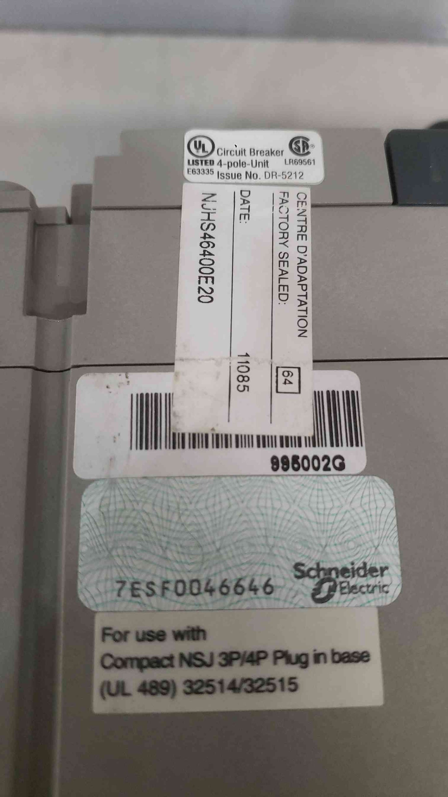 Merlin Gerin 160/400A 600V Breaker NSJ400 H UIB trip unit(SKU: 111871)
