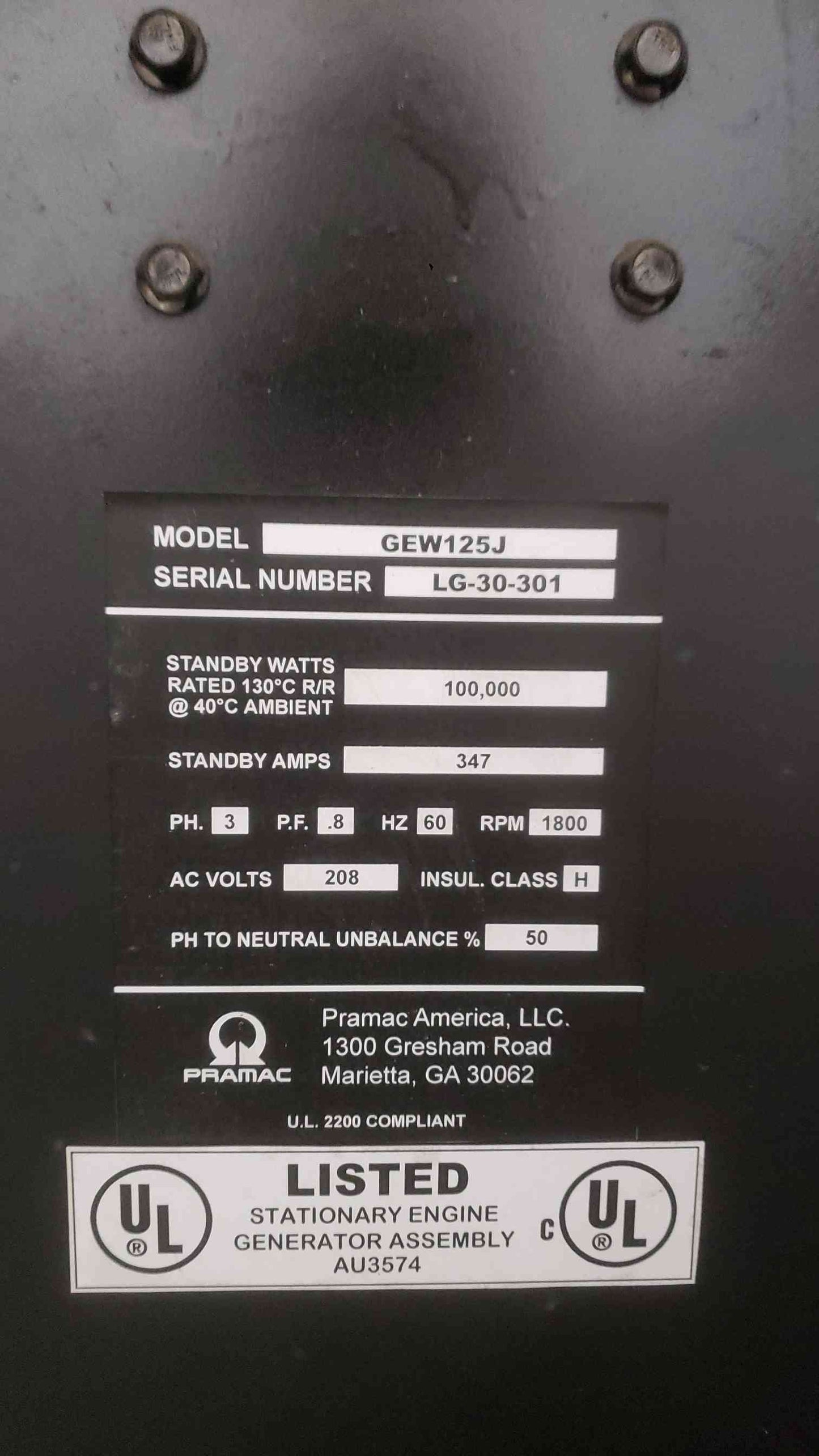 100KW GEW125J 1&3PH John Deere 4045 Diesel Generator 6Hrs '14 TESTED (SKU: 111893)