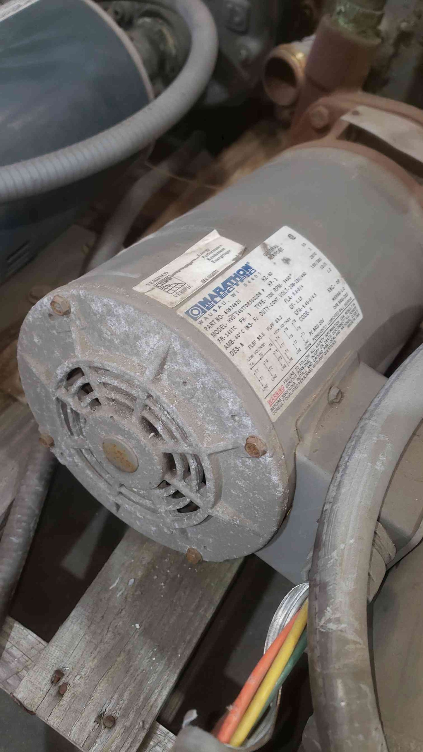 Marathon 3HP 208-230/460 3PH Motor HVD 145TTDR5503DB P (SKU: 111920)