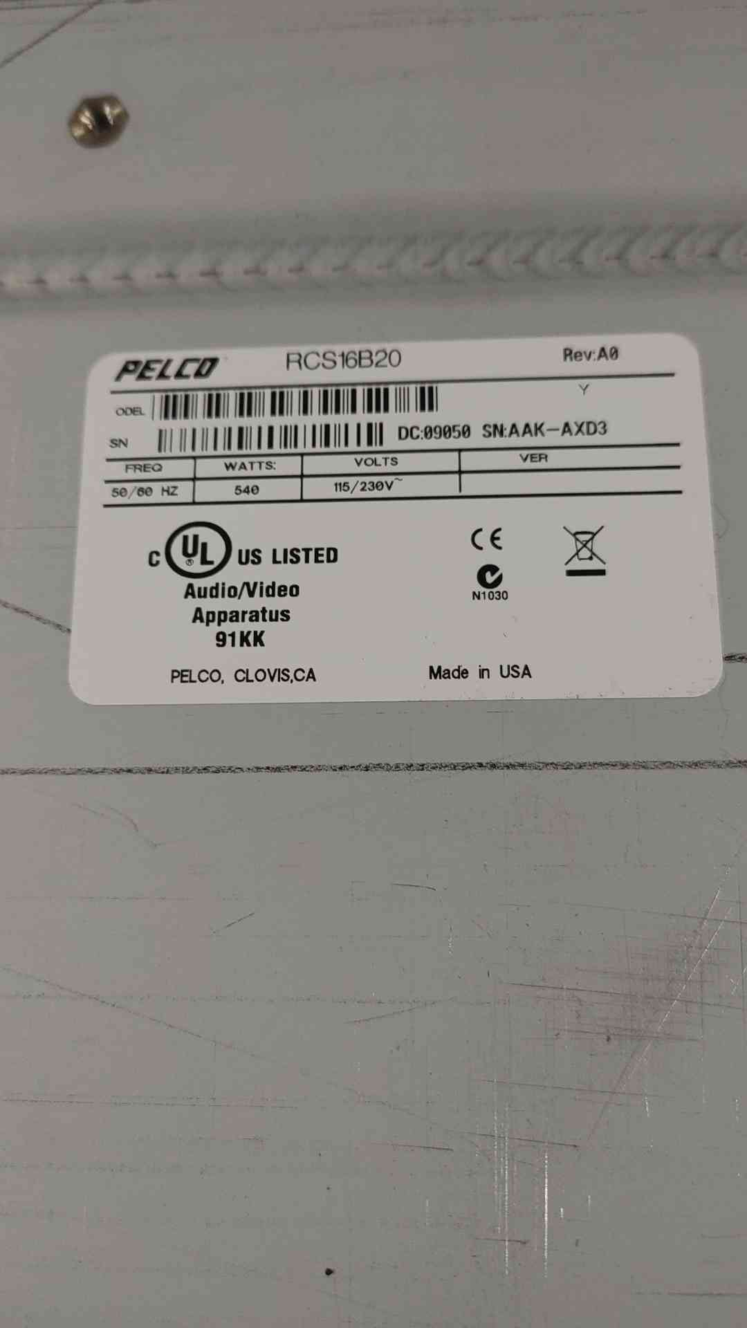 PELCO 16-Channel Rack Mount Power Supply RCS16B20(SKU: 112078)