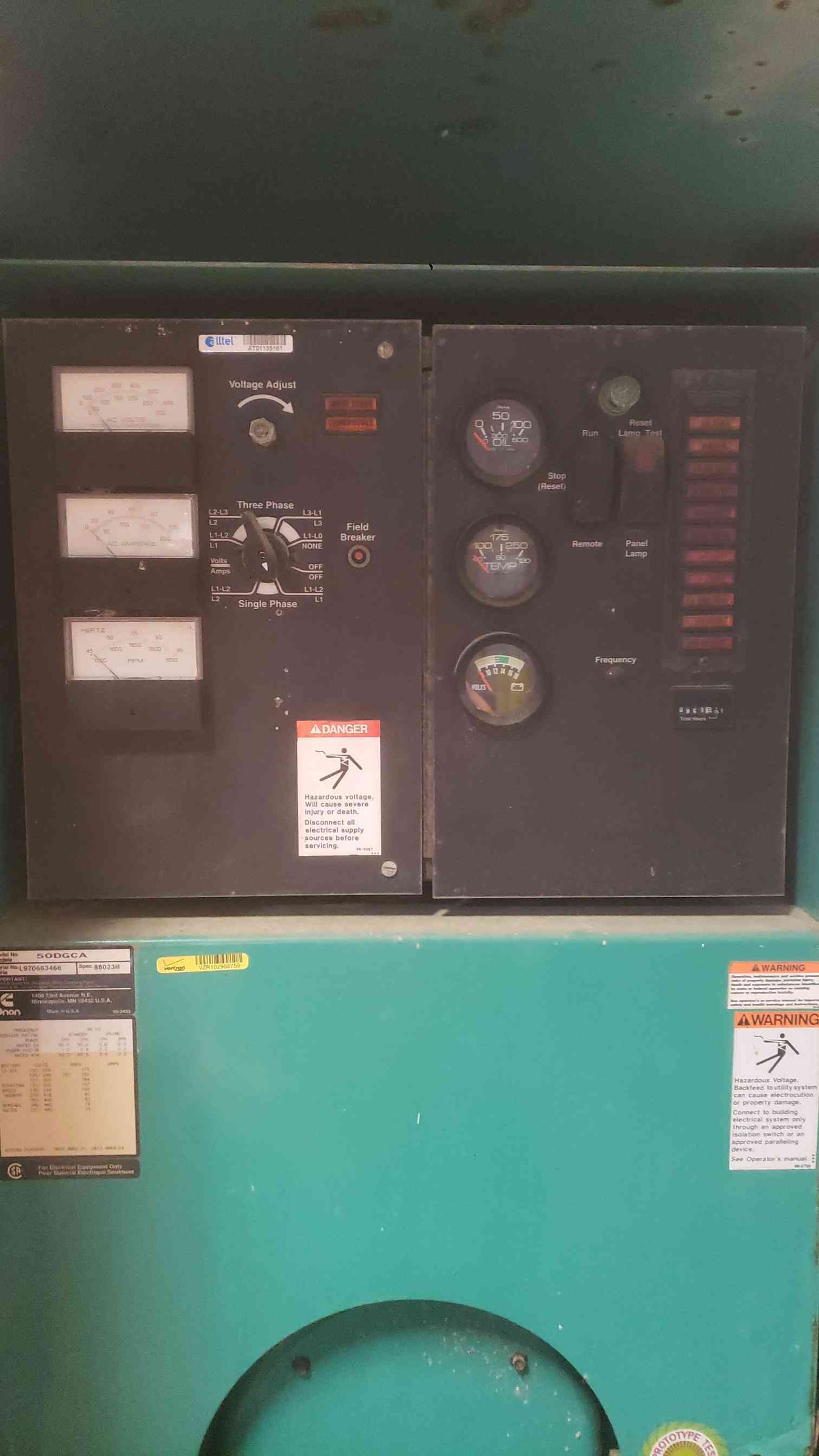 50KW Cummins 4BT 50DGCA 1&3PH Diesel 861 Hrs '97 (SKU: 112085)