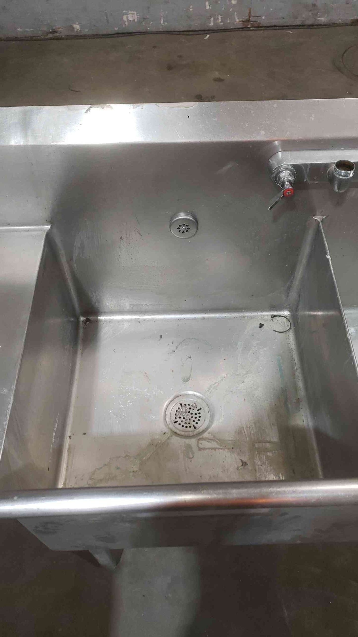 12' Stainless Steel 3 Basin Sink L & Prep Table (SKU: 112096)
