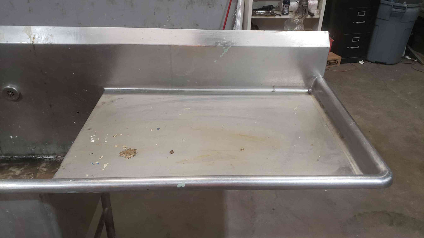 12' Stainless Steel 3 Basin Sink L & Prep Table (SKU: 112096)