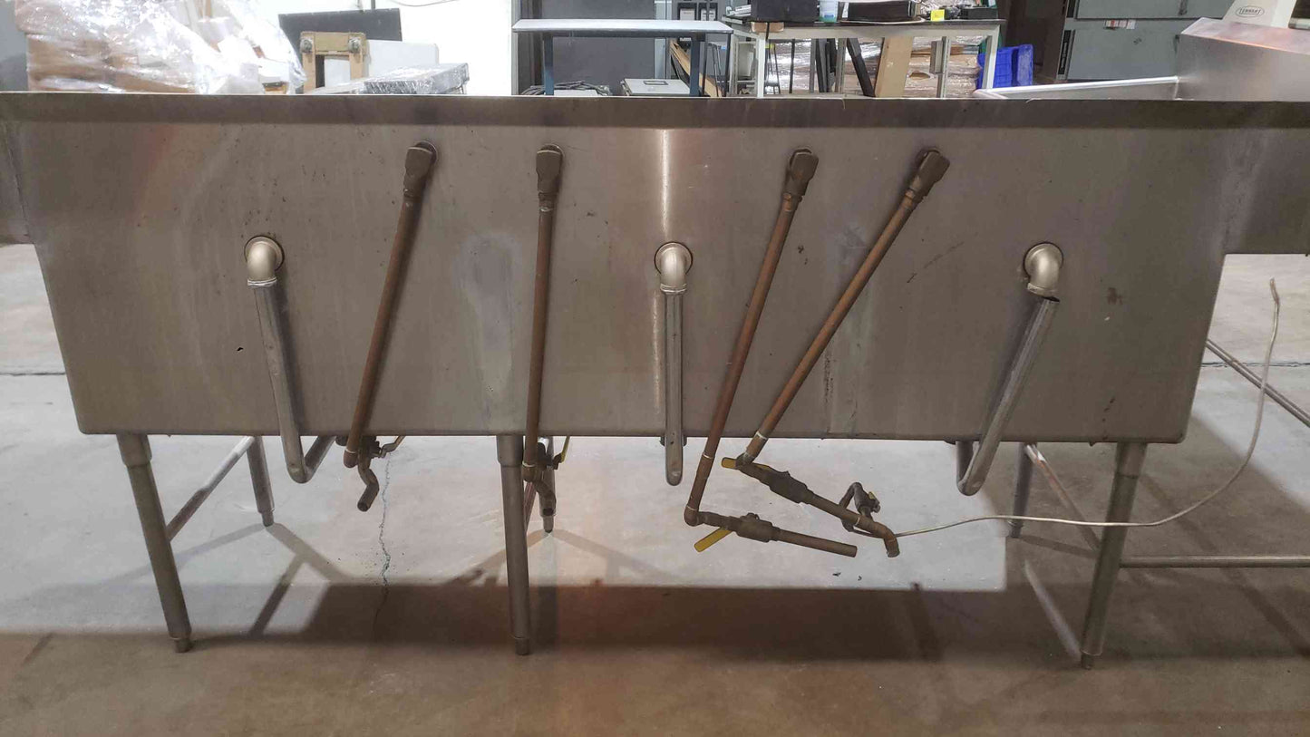 12' Stainless Steel 3 Basin Sink L & Prep Table (SKU: 112096)