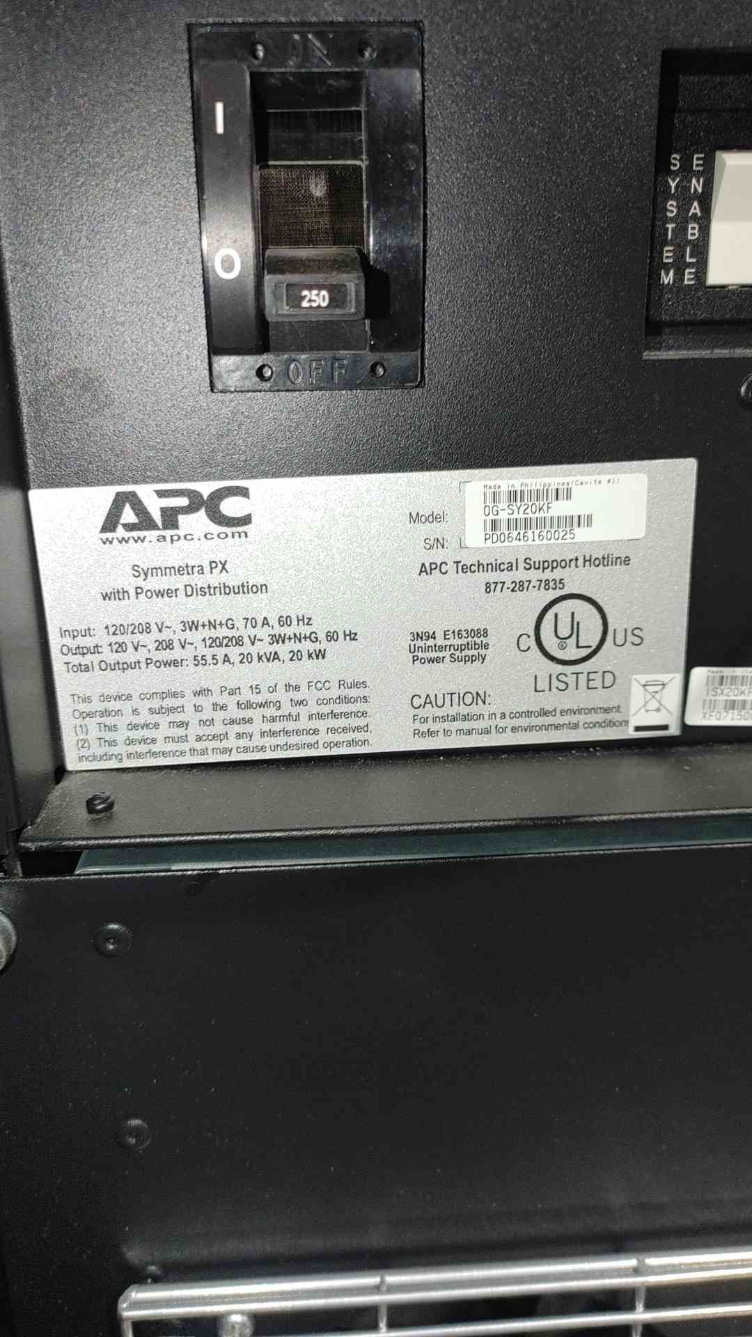 APC Symmetra PX UPS 20kW SY20KF N+1 (SKU: 112087)