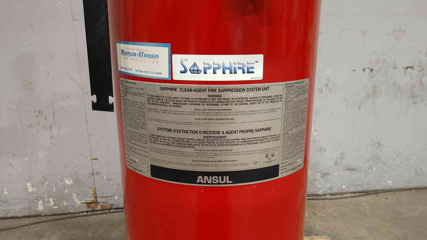SAPPHIRE 213lbs Novec 1230 Clean Agent Fire Suppression Tank (SKU: 112149)