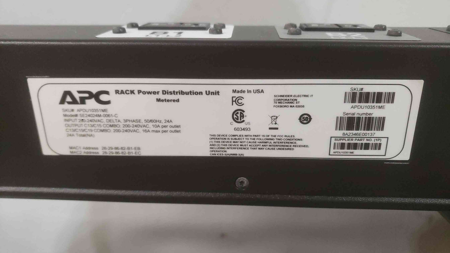 APC 42 Port 200-240VAC 3PH Metered Rack PDU SE24024M-0061-C APDU10351ME (SKU: 112229)