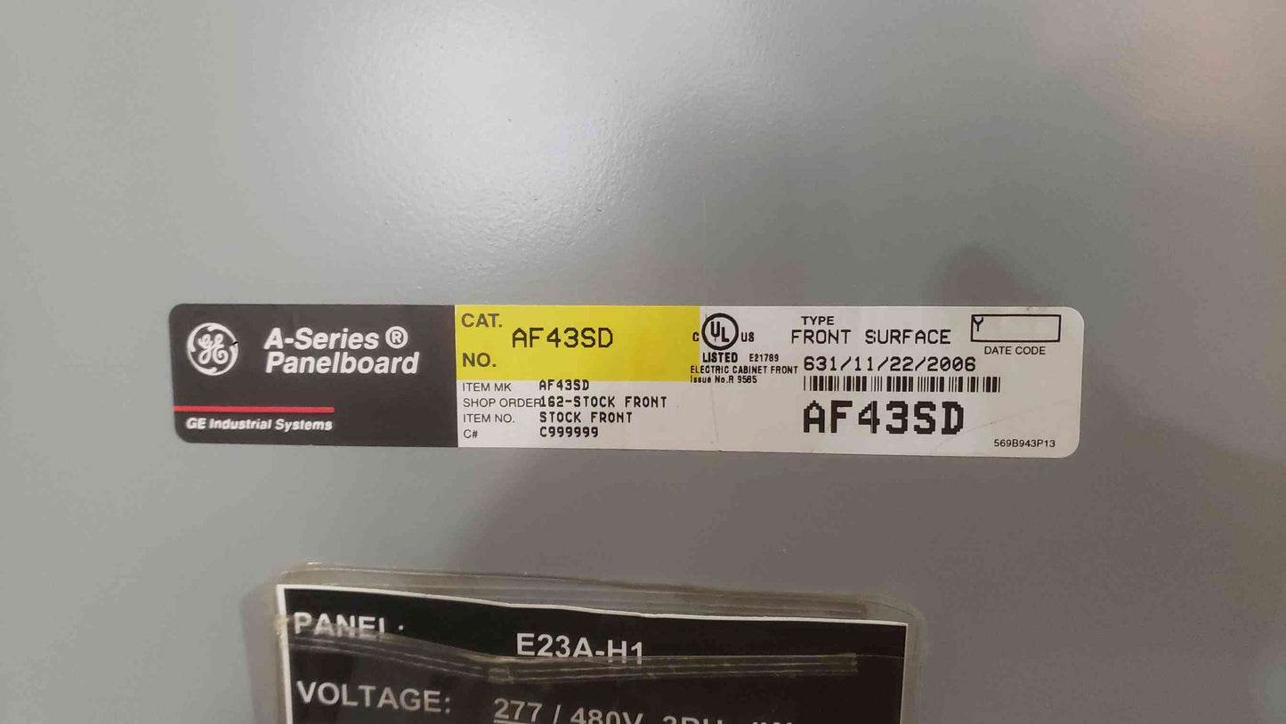 GE 225A 480/277V 3PH 4W Panelboard A Series with Main (SKU: 112333)
