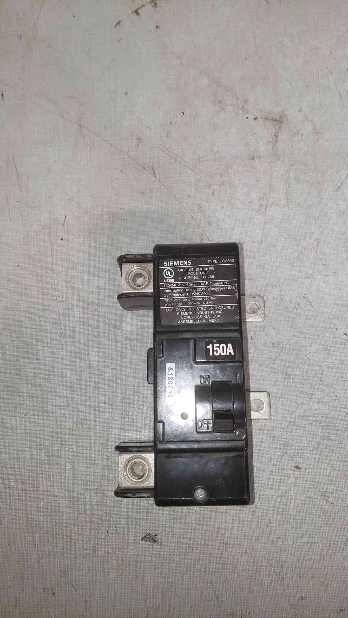 Siemens 150A 120/240V 60Hz 2 Pole Breaker EQ8693 (SKU: 112324)