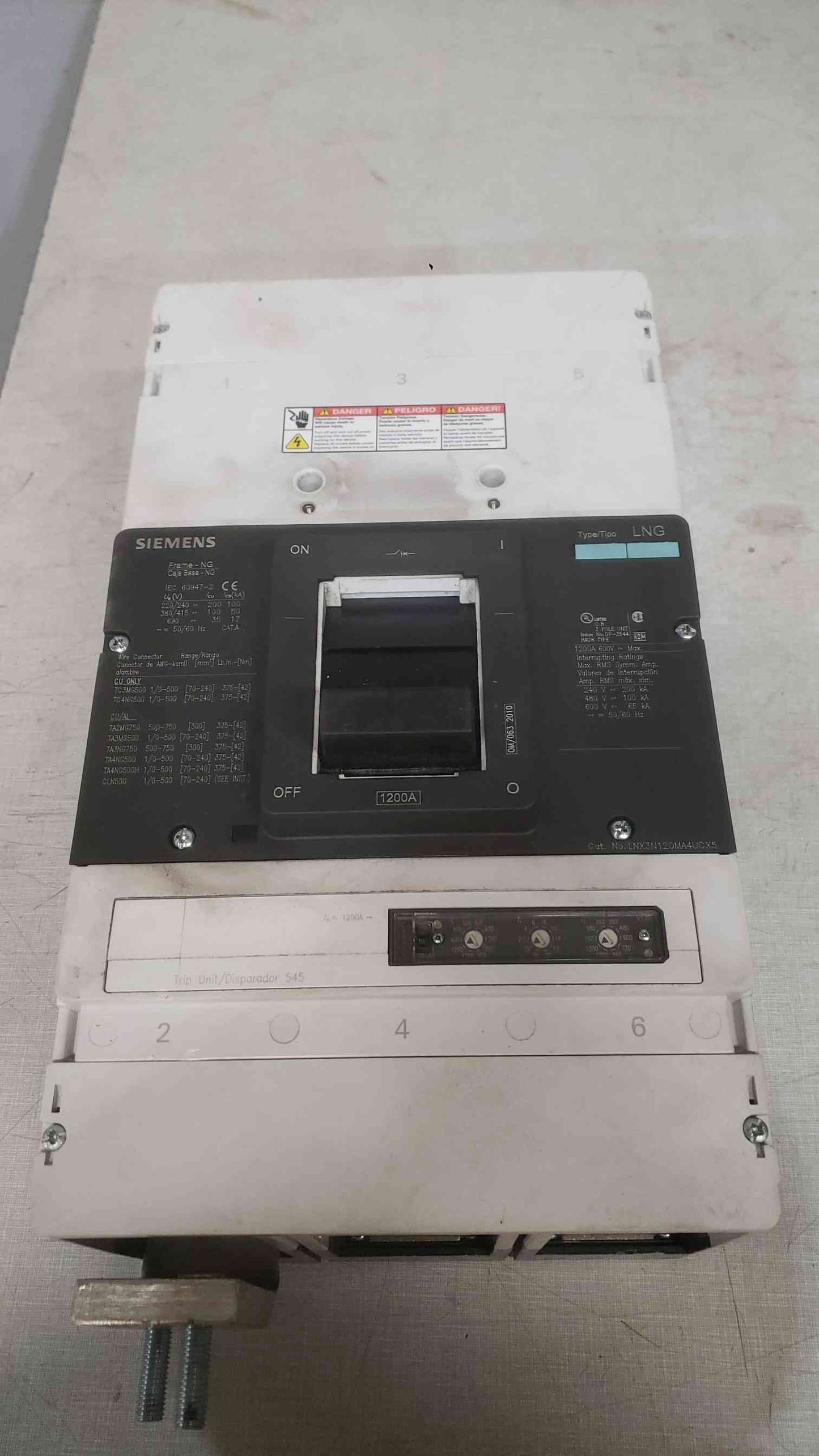 Siemens 1200A 600V 3 Pole Breaker LNX3N120MA4UCX5 (SKU: 112382)