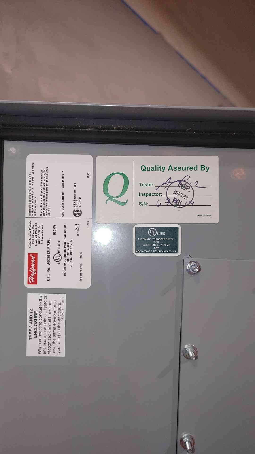 400A ASCO 400A ATS Automatic Transfer Switch 480v NJ04ATS030400N50L