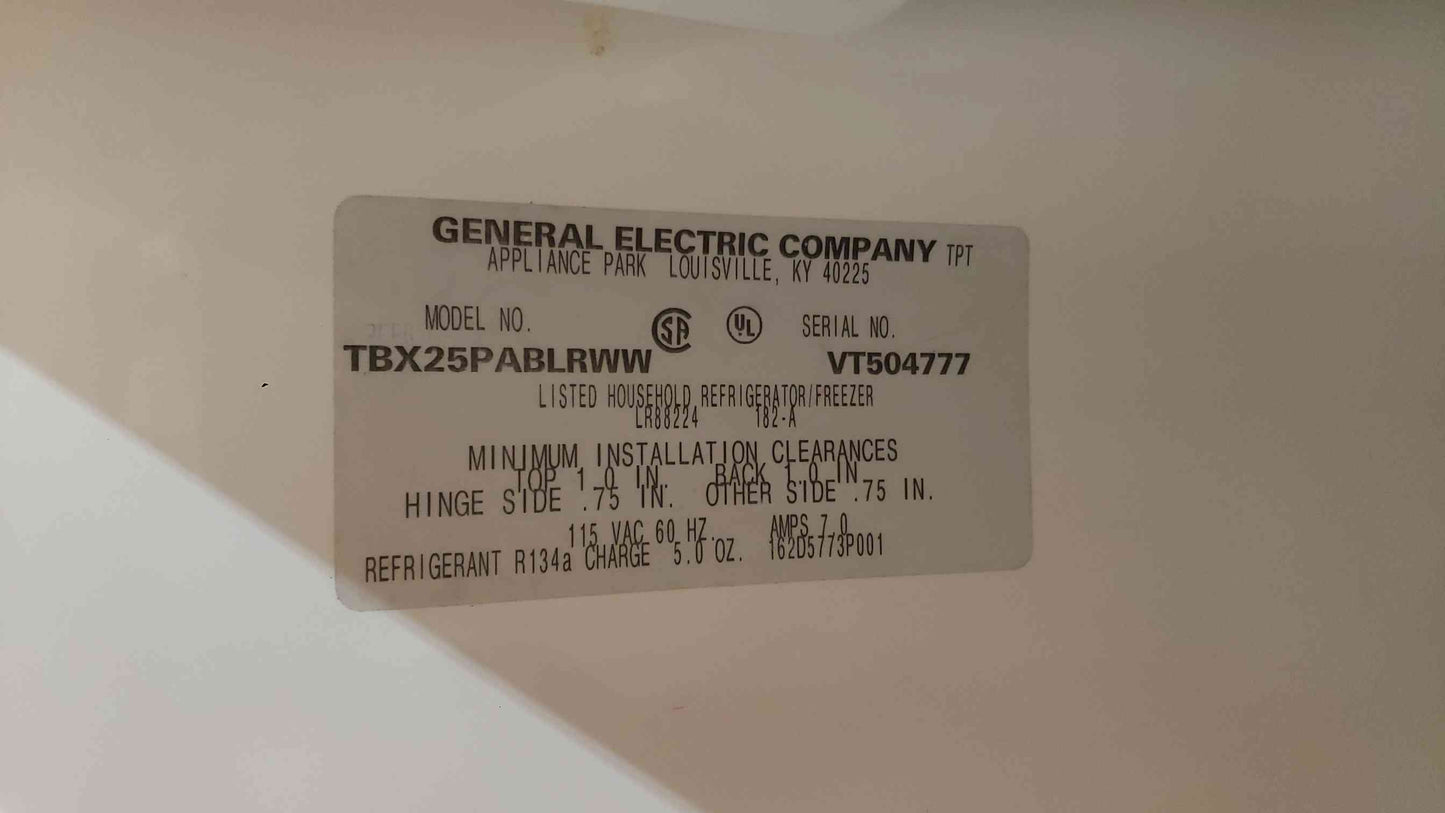GE 115VAC 7A Household Refrigerator TBX25PABLRWW (SKU: 112428)