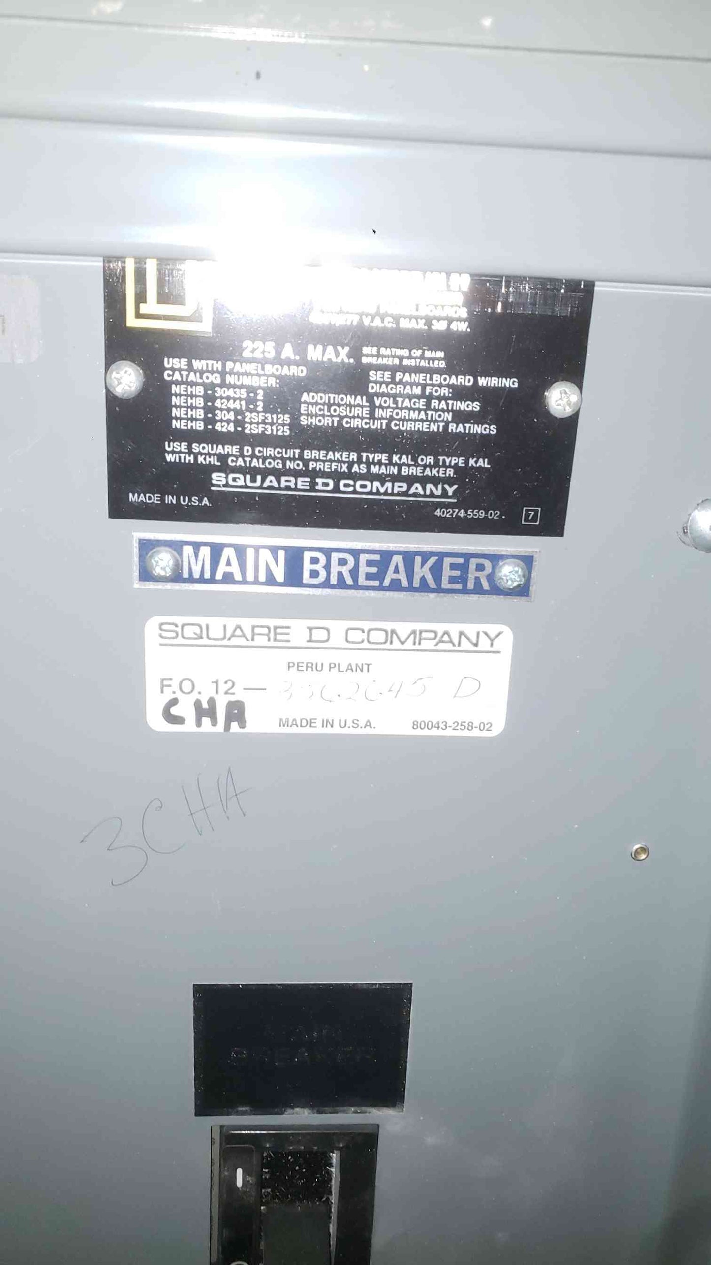 Square D NEHB Panelboard NEHB-42441-2 480Y/277V with Main (SKU: 111695)