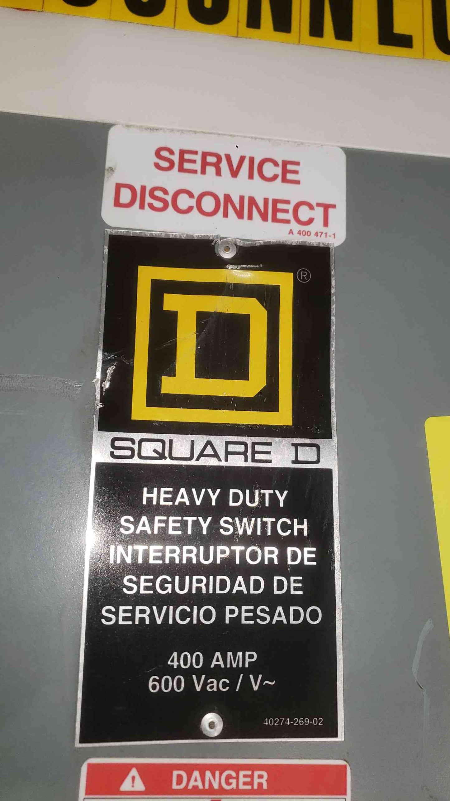 Square D 400A 600VAC 3PH Heavy Duty Safety Switch (SKU: 112529)