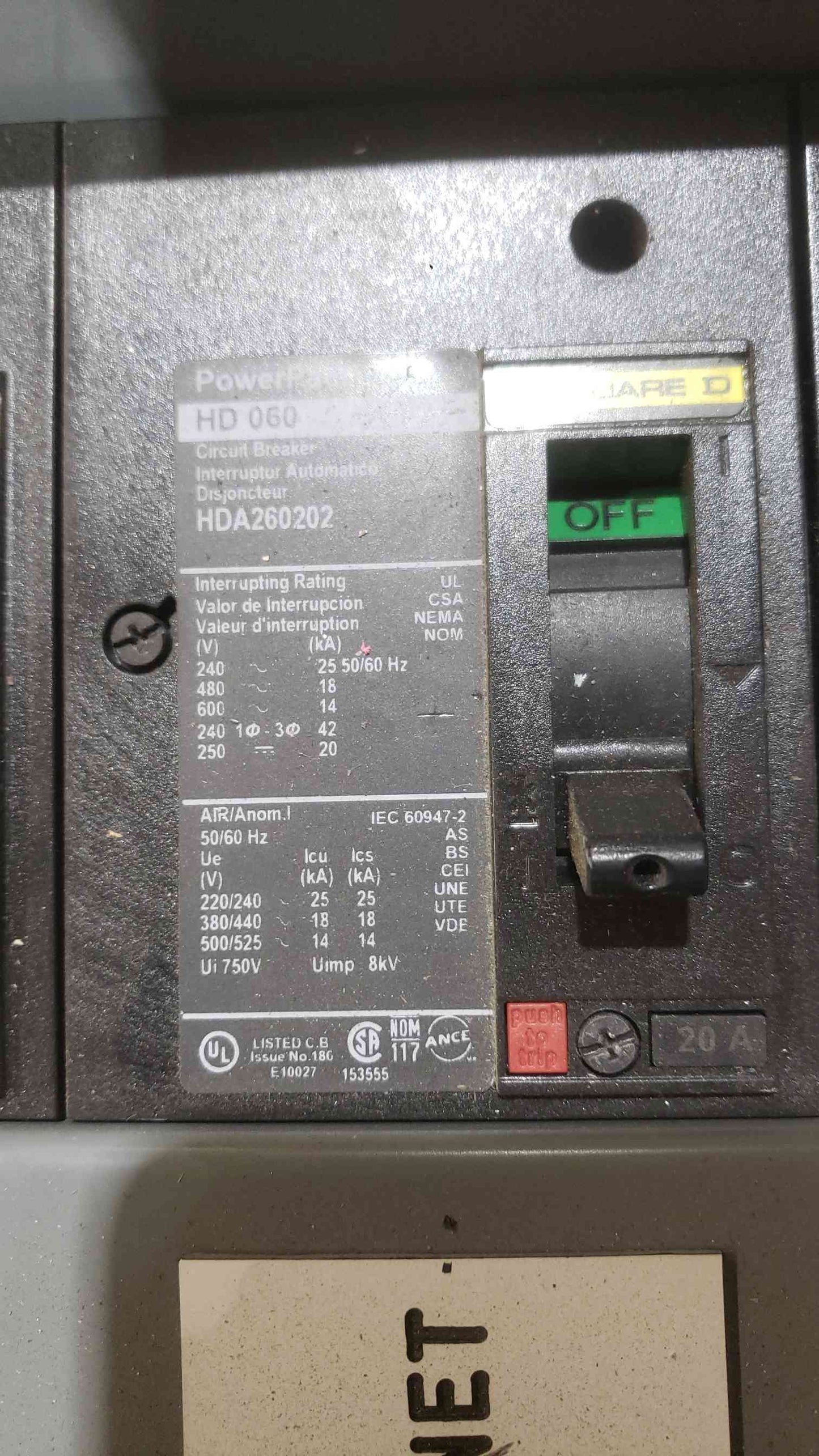 Square D 225A 208/250/250V Max 3W Panelboard 11 Breakers (SKU: 112537)