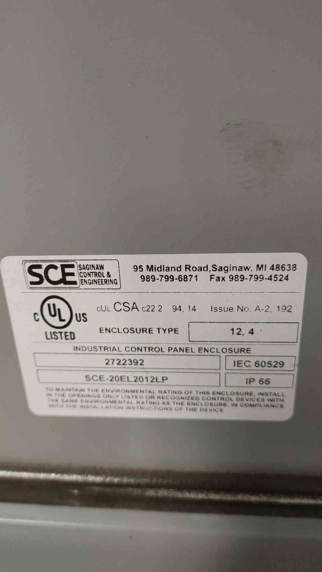 SCE Industrial Electrical Control Panel SCE-20EL2012LP(SKU: 112584)
