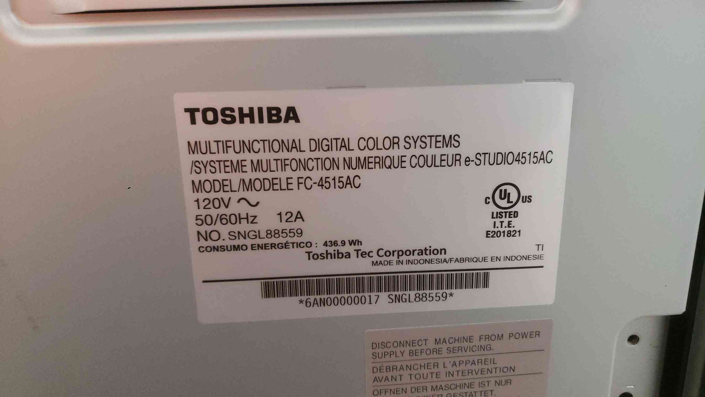 Toshiba 120V~ 12A Multifunctional Digital Color Systems FC-4515AC Printer Scanner Copier (SKU: 112640)