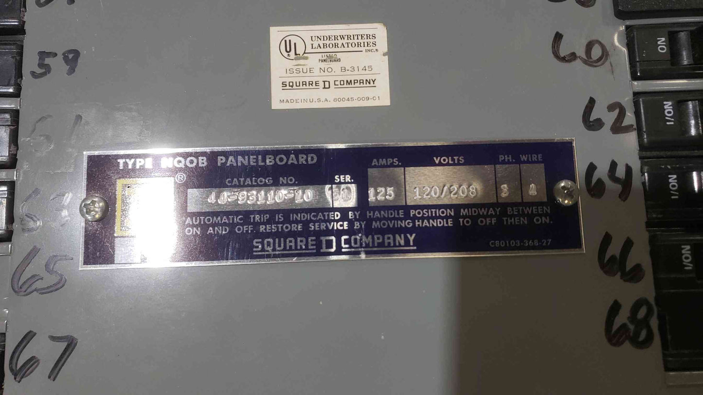 Square D NQOB 125A 120/208 3PH 4W Panelboard (SKU: 112659)