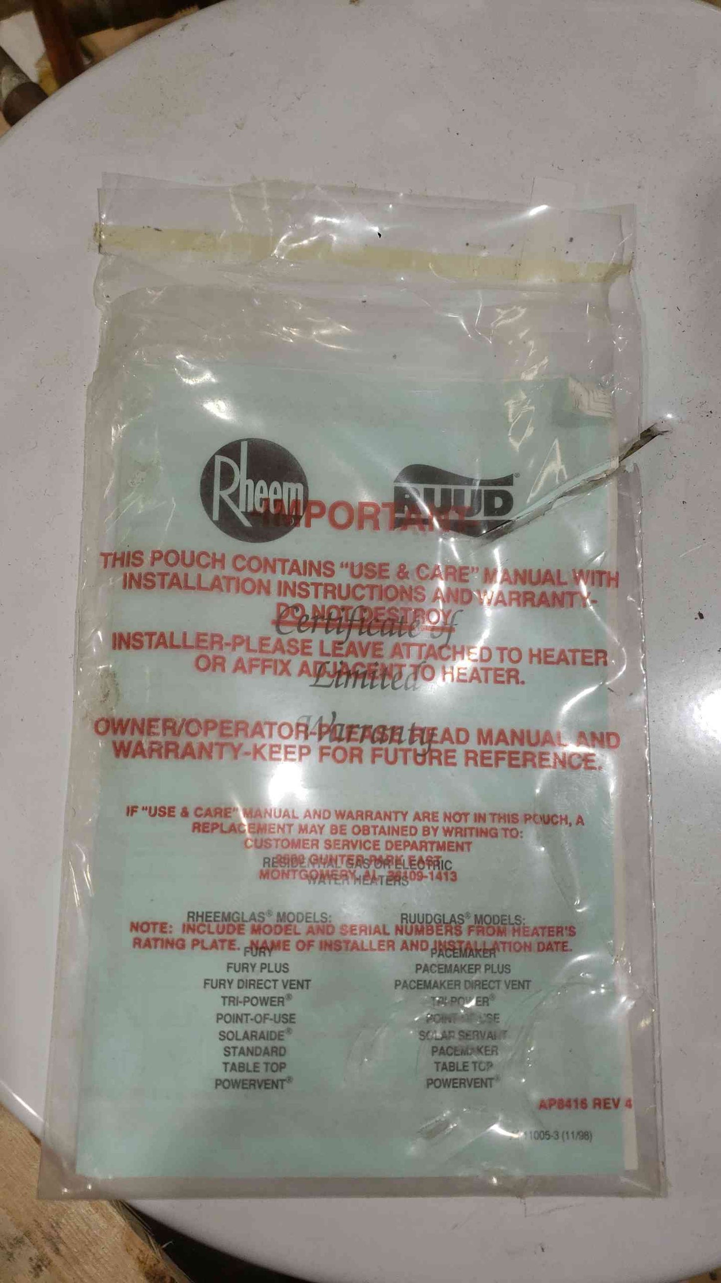 Rheem 6 GAL. 120VAC 1PH Electric Water Heater 81VP6S (SKU: 112689)