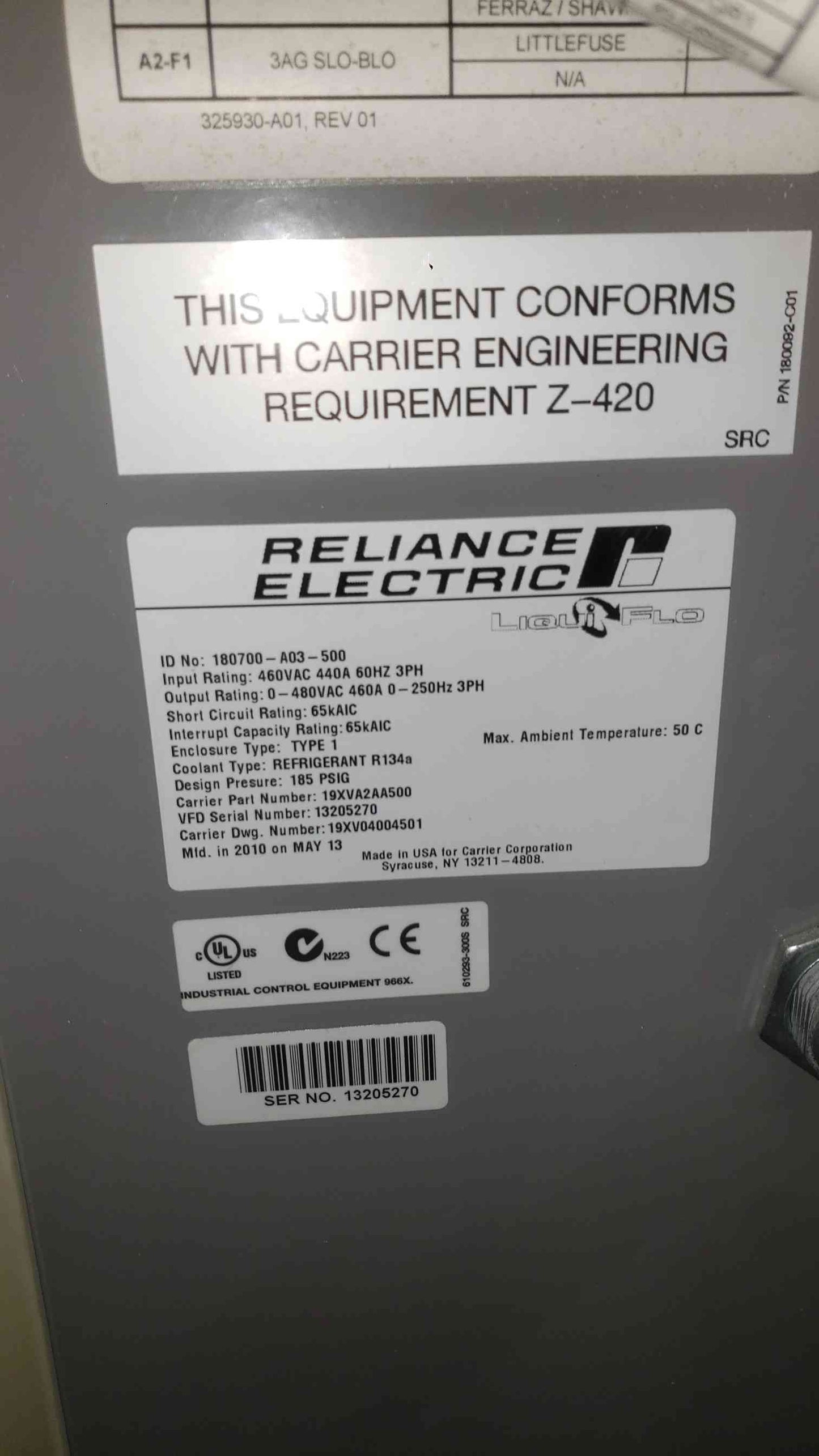 Carrier LiquiFlo 2.0 AC Drive 480VAC 3PH 180700-A03-500 (SKU: 112668)