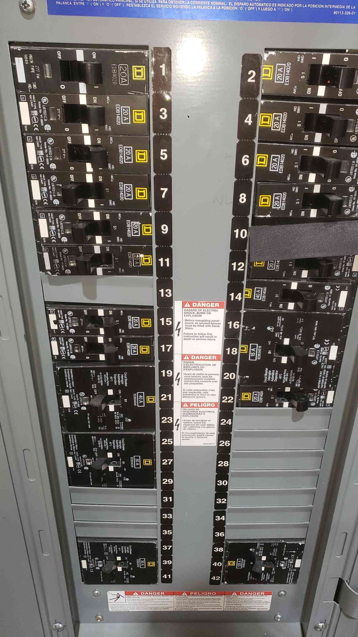 Square D 250A 480Y/120 3PH 4W Panelboard NF442L2 (SKU: 112713)