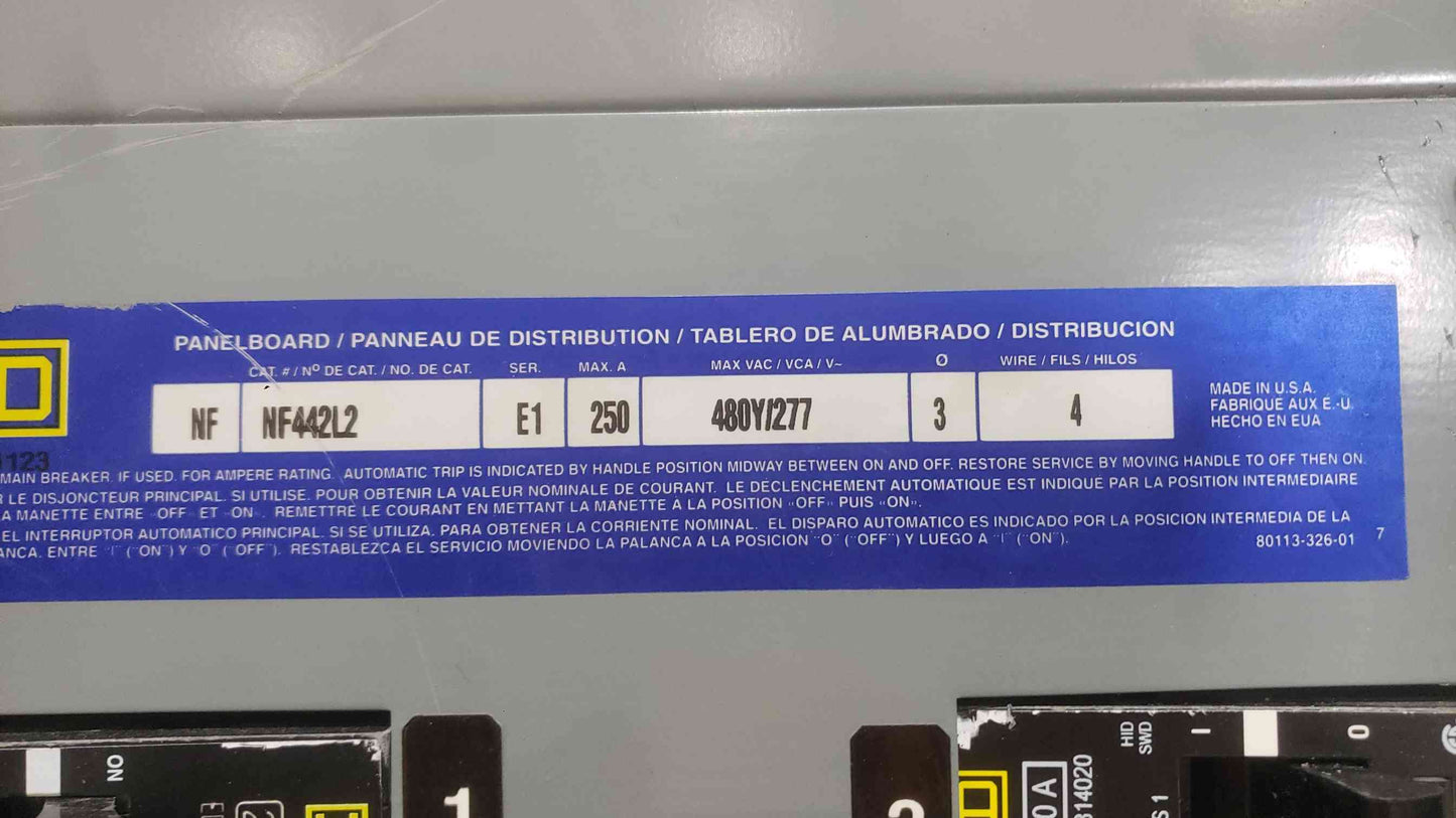 Square D 250A 480Y/120 3PH 4W Panelboard NF442L2 (SKU: 112713)