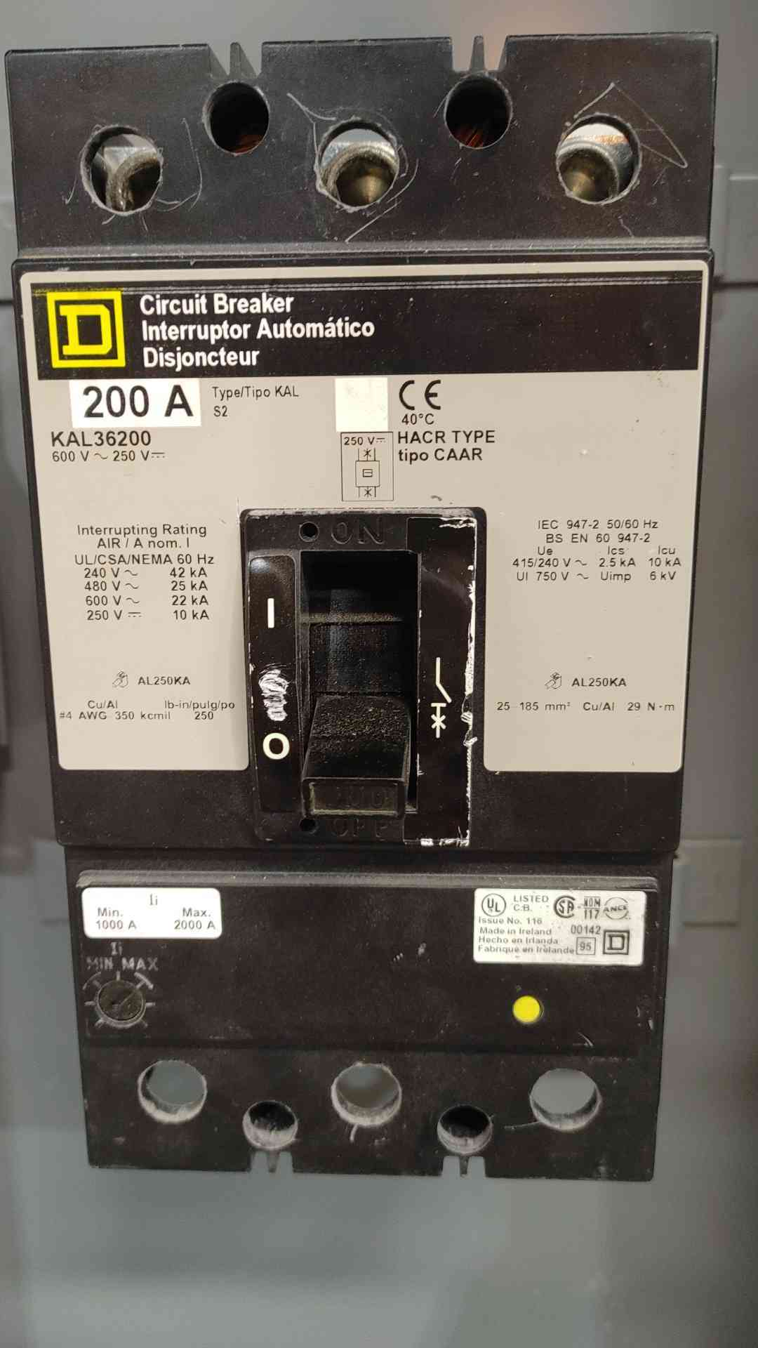 Square D 225A max, 600Vac, 500Vdc Enclosed Circuit Breaker KA225S(SKU: 112721)