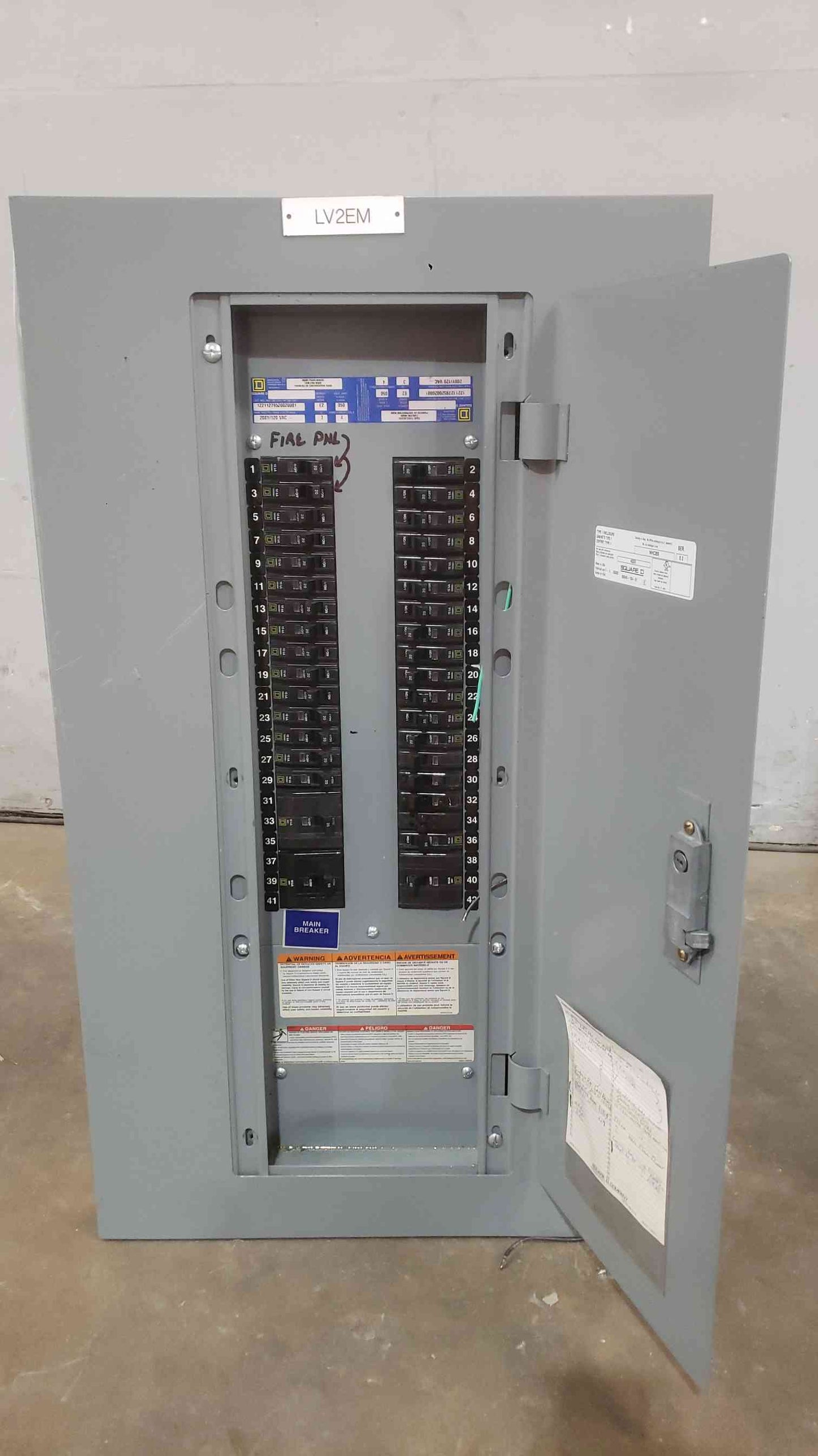 Square D NQOD 42-Circuit Panelboard 50A Main Breaker 208Y/120V 3PH 4W Loaded (SKU: 112783)
