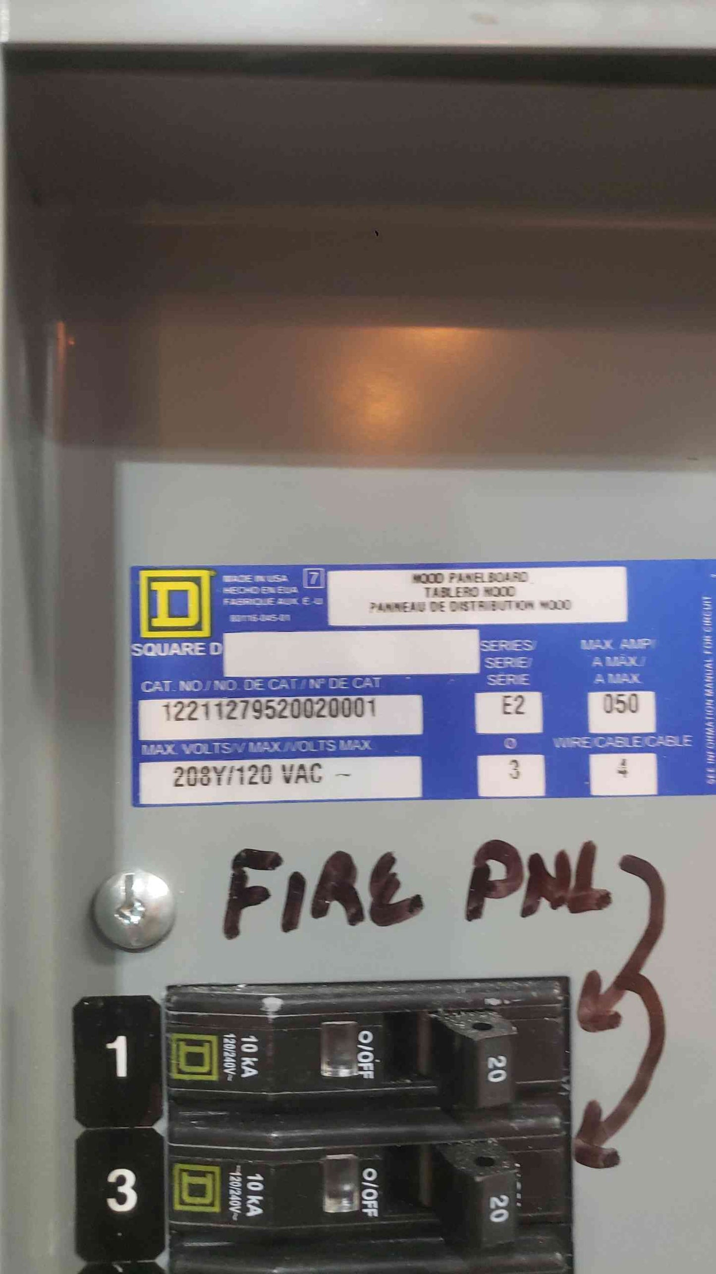 Square D NQOD 42-Circuit Panelboard 50A Main Breaker 208Y/120V 3PH 4W Loaded (SKU: 112783)