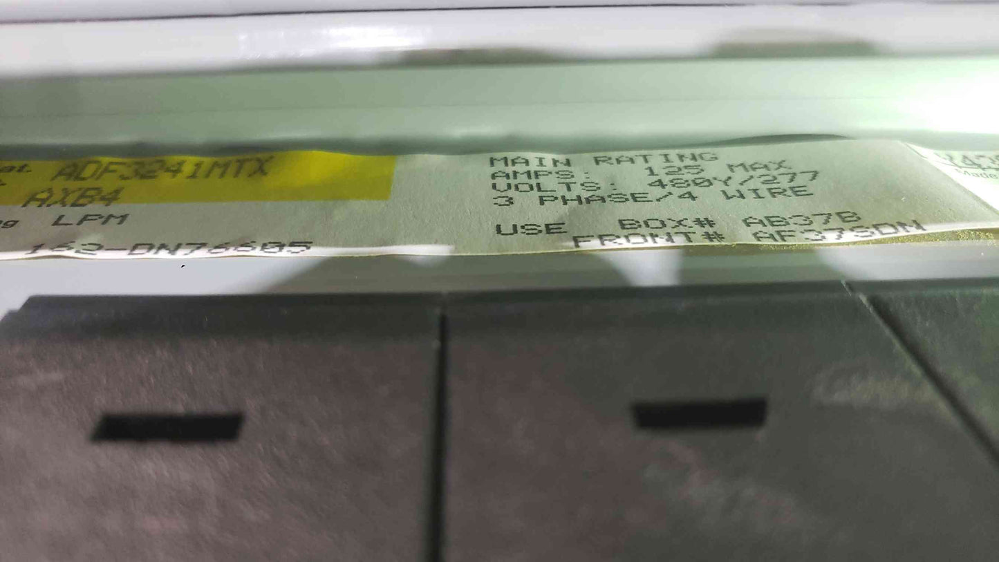 GE A-Series 125A 277/480V 3-Phase 4-Wire 24-Circuit Panelboard ADF3241MTX TED Breakers (SKU: 112802)