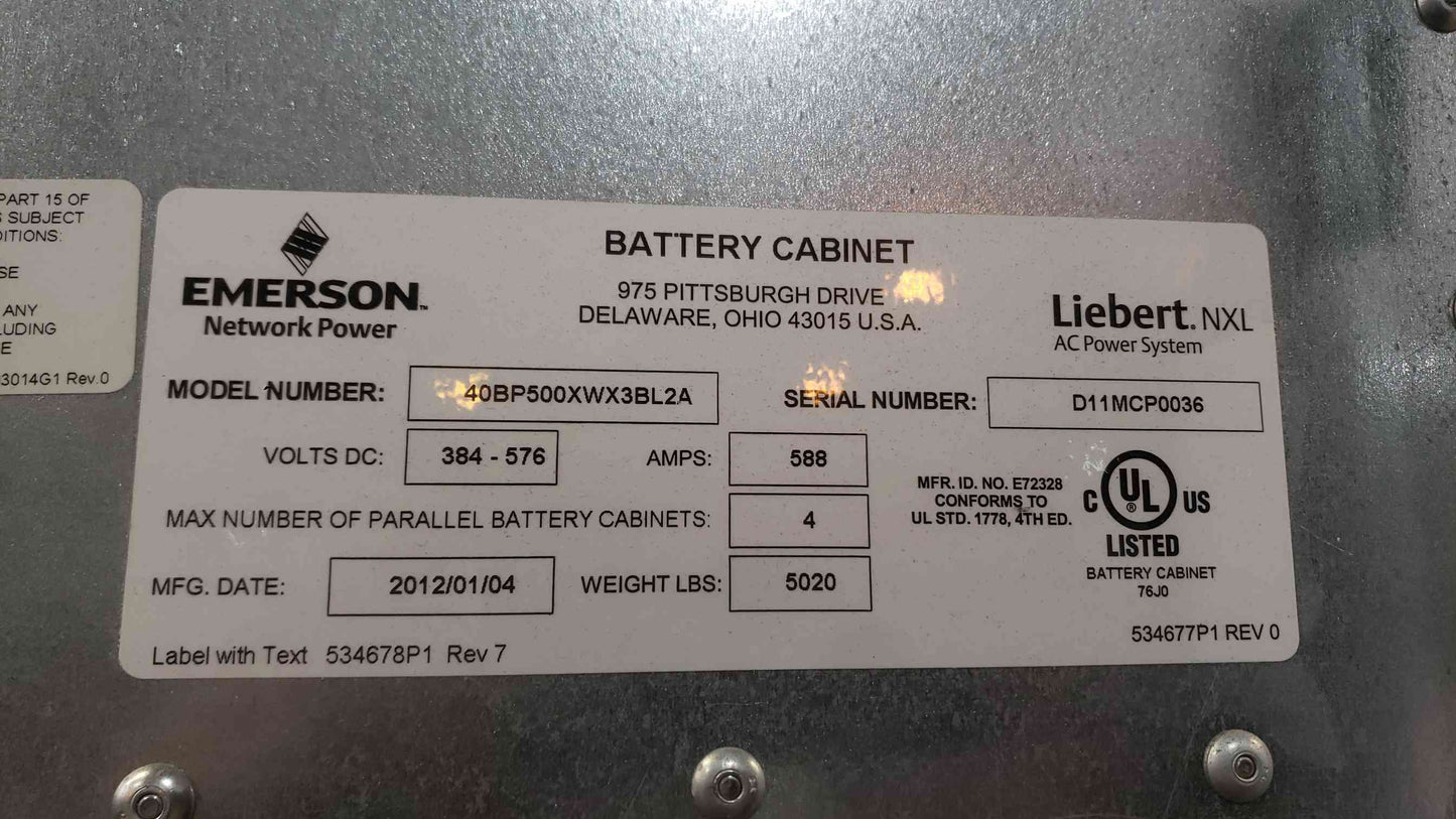 Emerson Liebert NXL 500kVA UPS 450kW 3-Phase 480V System with Battery Cabinets (SKU: 112932)