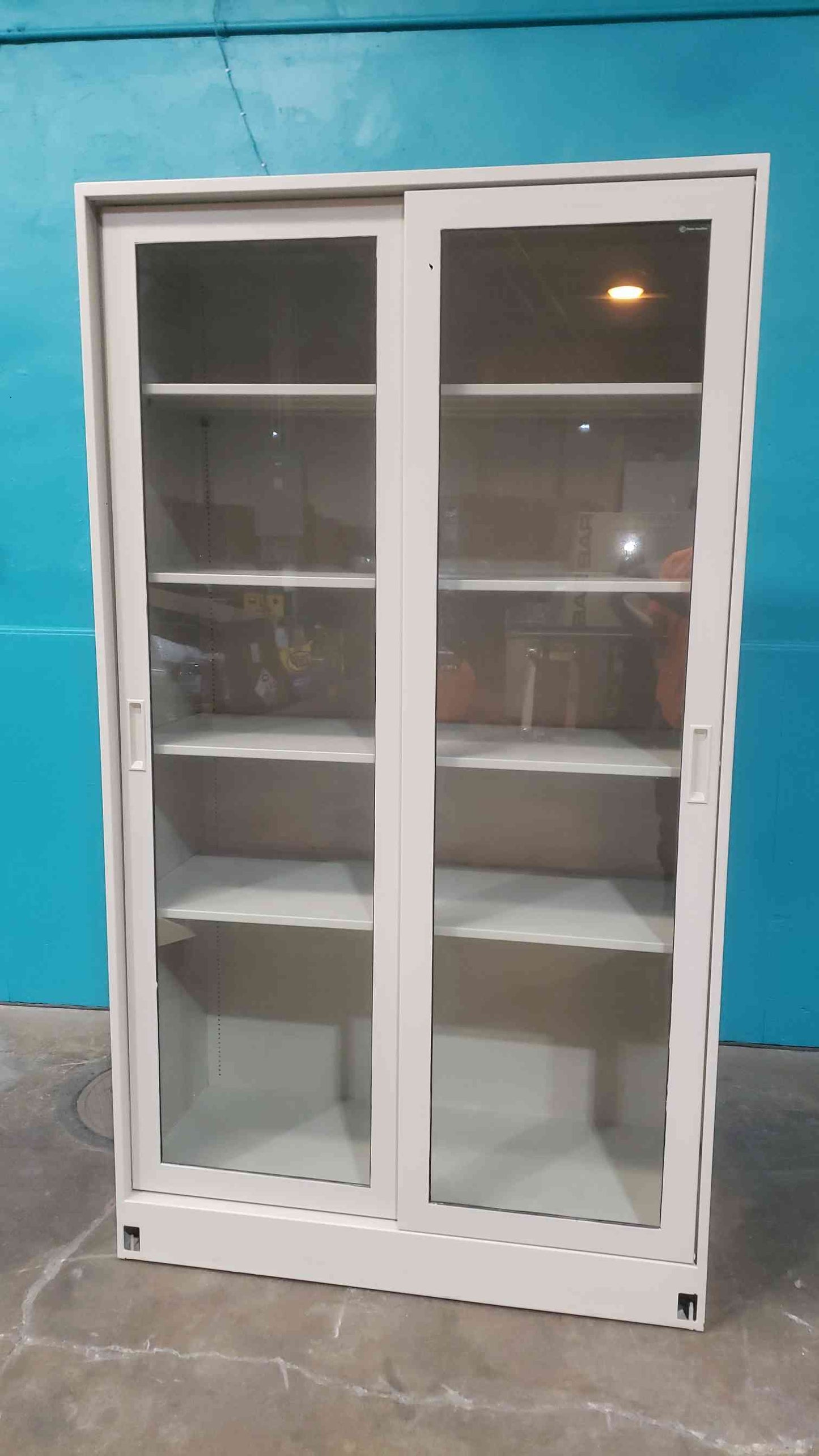 7' Fisher Glass Sliding Door Metal Lab Storage Cabinet Reagent Static Electric Paint (SKU: 112934)