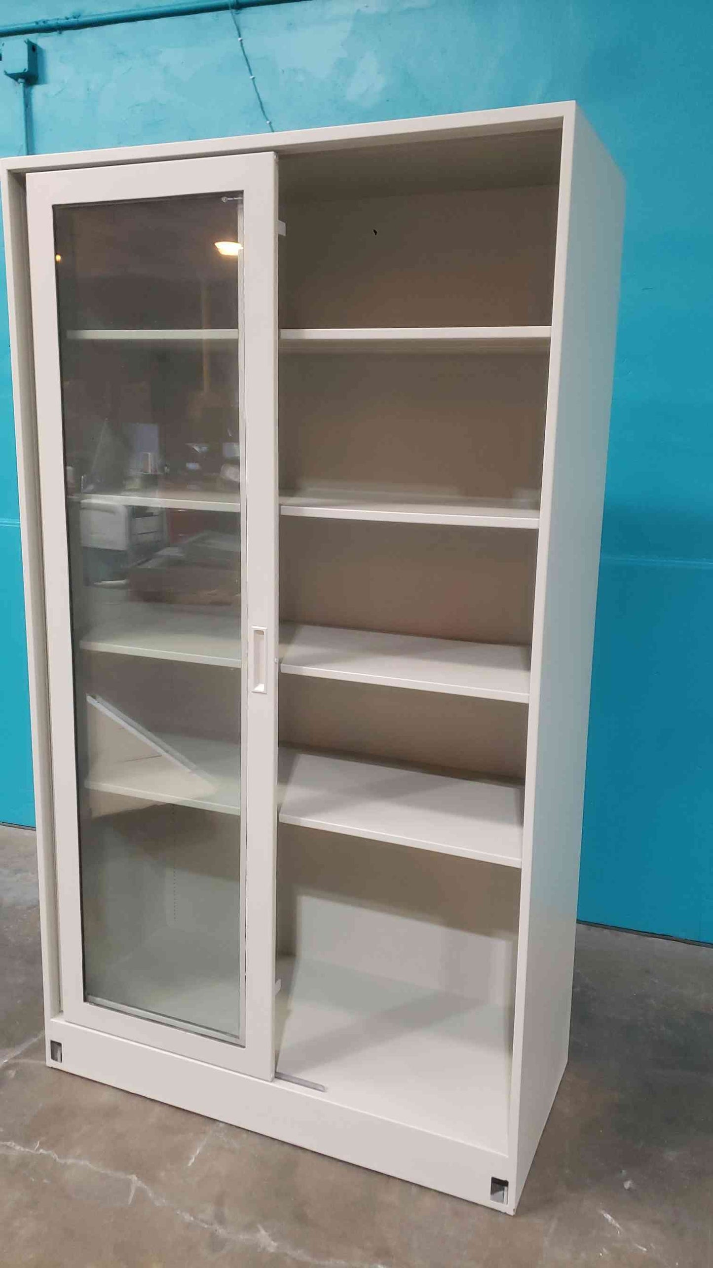 7' Fisher Glass Sliding Door Metal Lab Storage Cabinet Reagent Static Electric Paint (SKU: 112934)