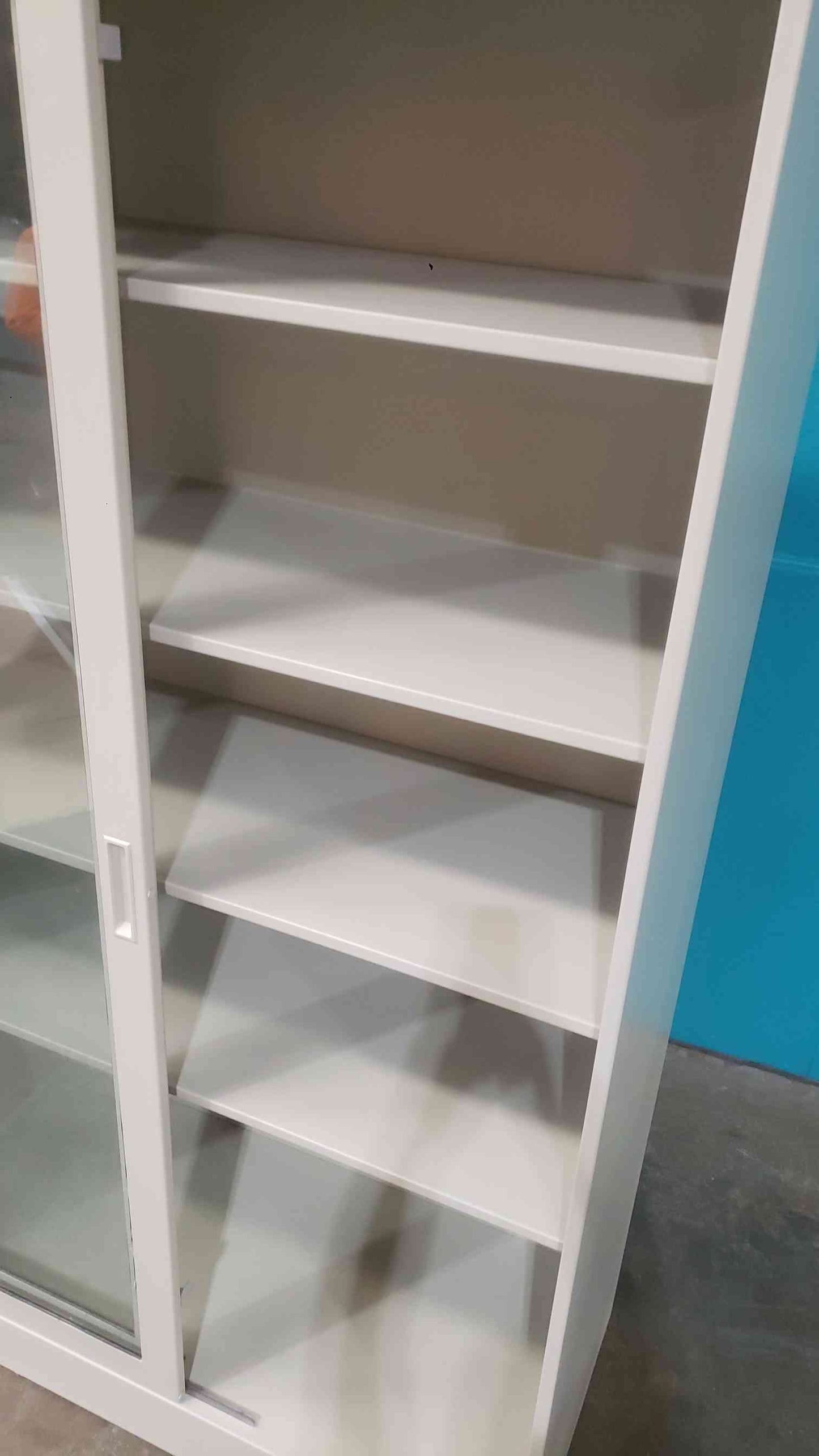 7' Fisher Glass Sliding Door Metal Lab Storage Cabinet Reagent Static Electric Paint (SKU: 112934)