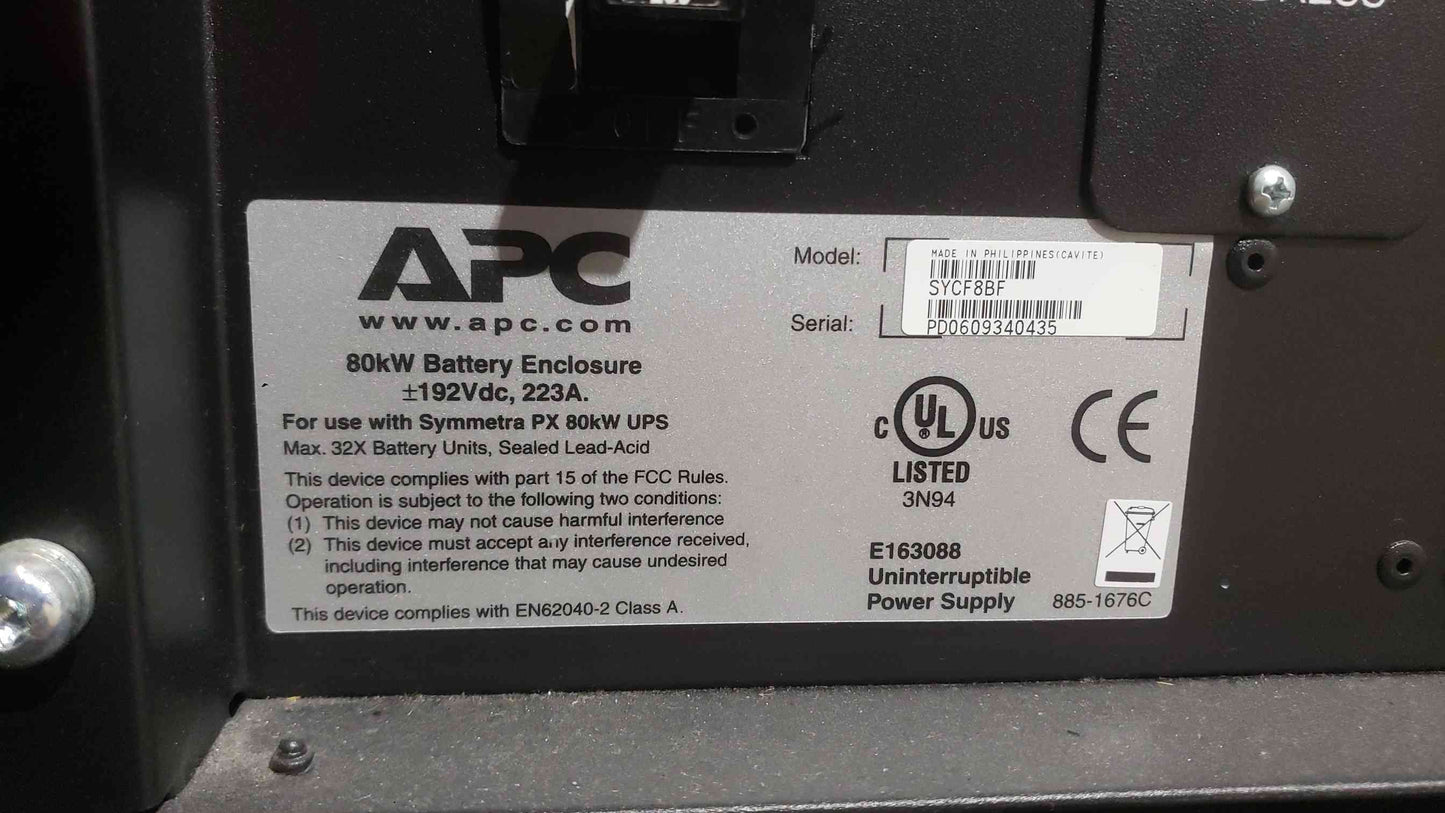 APC Symmetra PX 80kVA 80kW UPS 208V 3-Phase SYCF80KF (3) SYCF8BF Battery Enclosures(SKU: 112950)