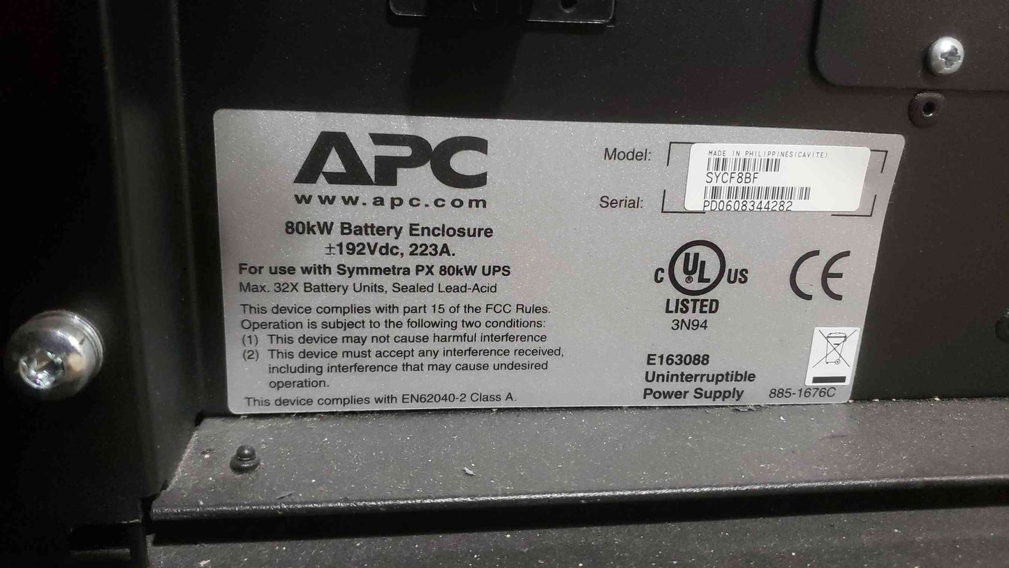 APC Symmetra PX 80kVA 80kW UPS 208V 3-Phase SYCF80KF (3) SYCF8BF Battery Enclosures(SKU: 112950)