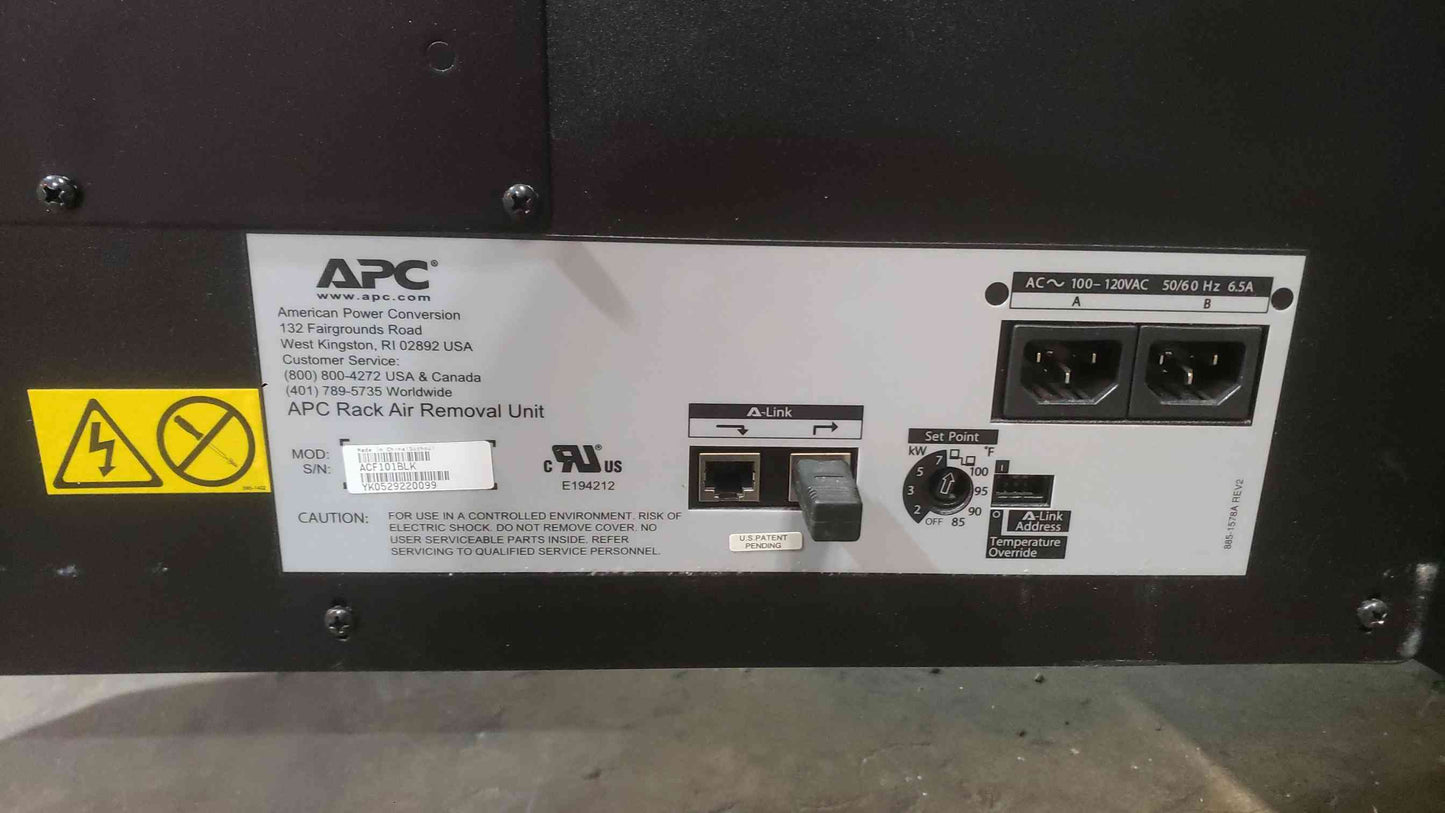 APC ACF101BLK Rack Air Removal Unit 100-120V Server Rack NetShelter SX Cooling Fan  (SKU: 112953)